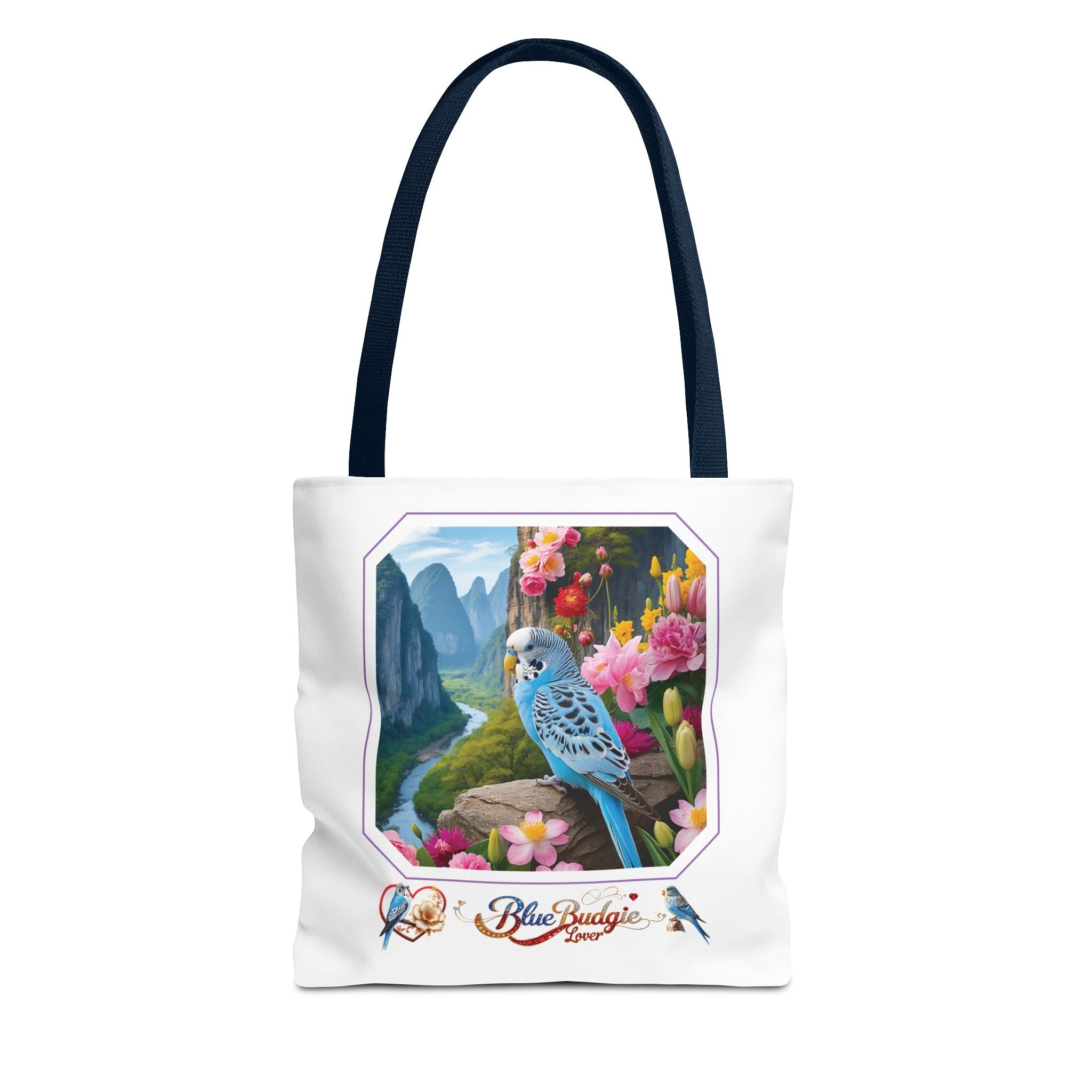 Blue Budgie Lover Mountain Tote Bag