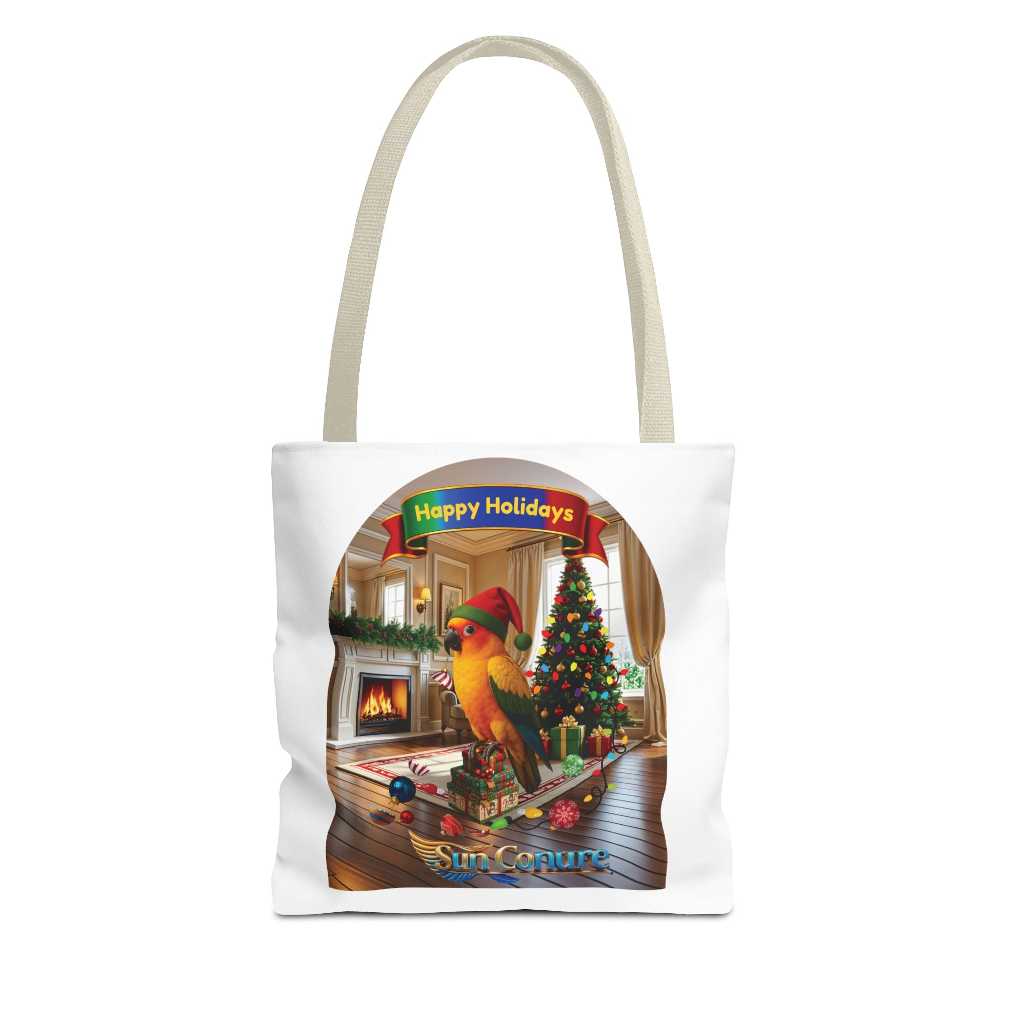 Happy Holidays Sun Conure Tote Bag