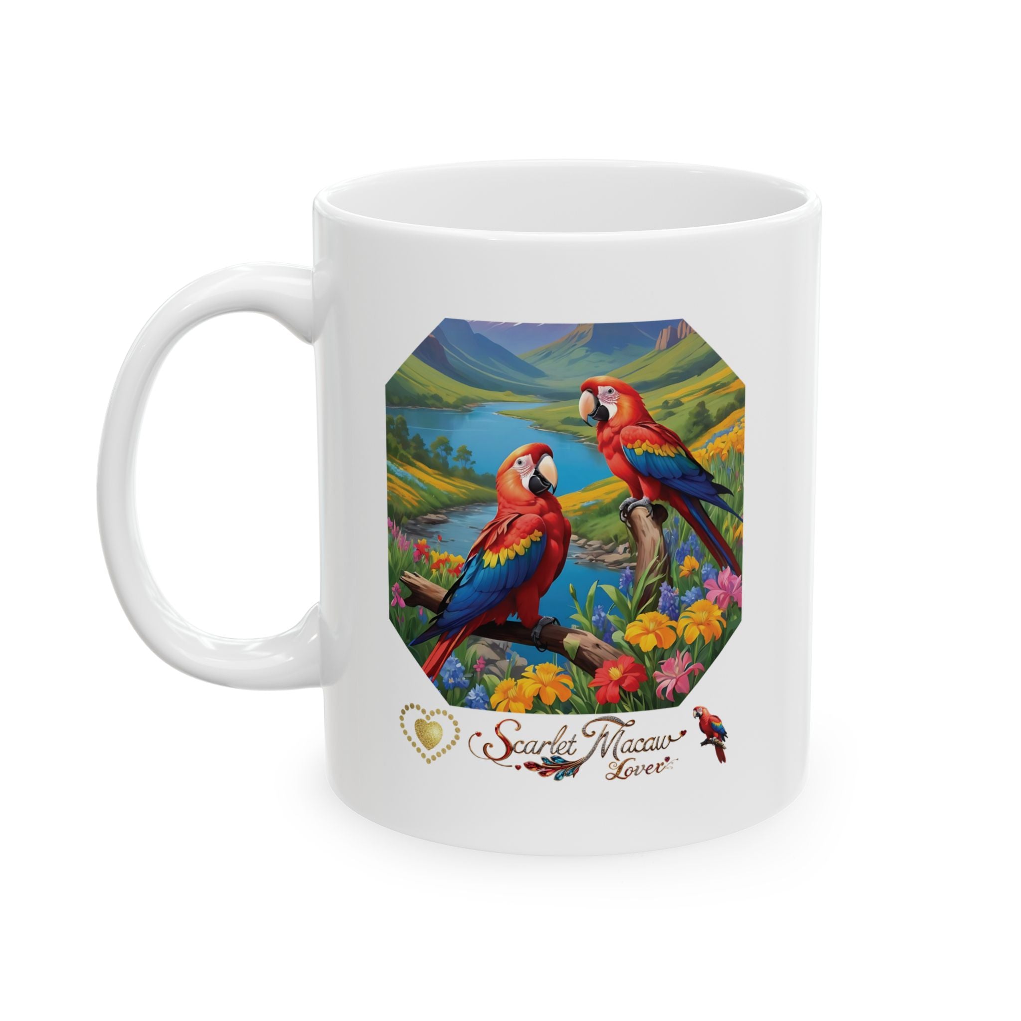 Scarlet Macaw Lover Floral Mug