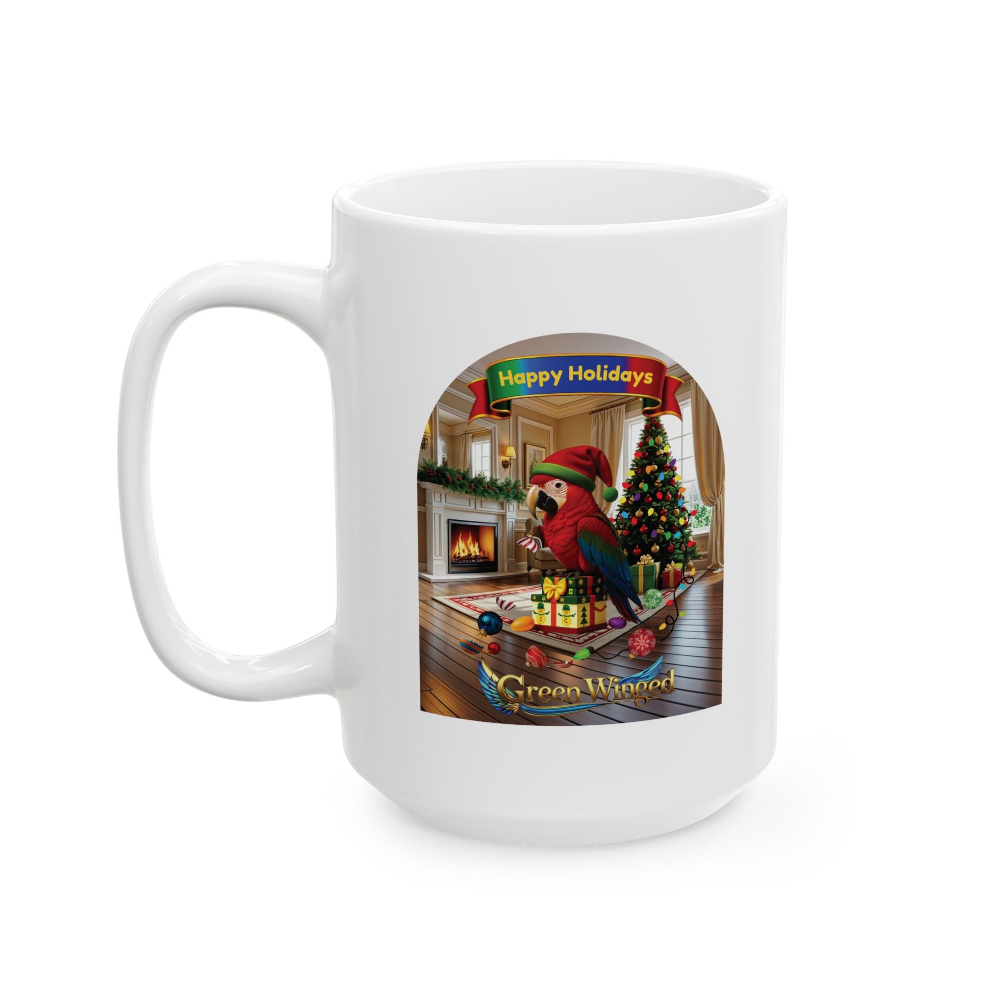 Happy Holidays Green-Winged Mug