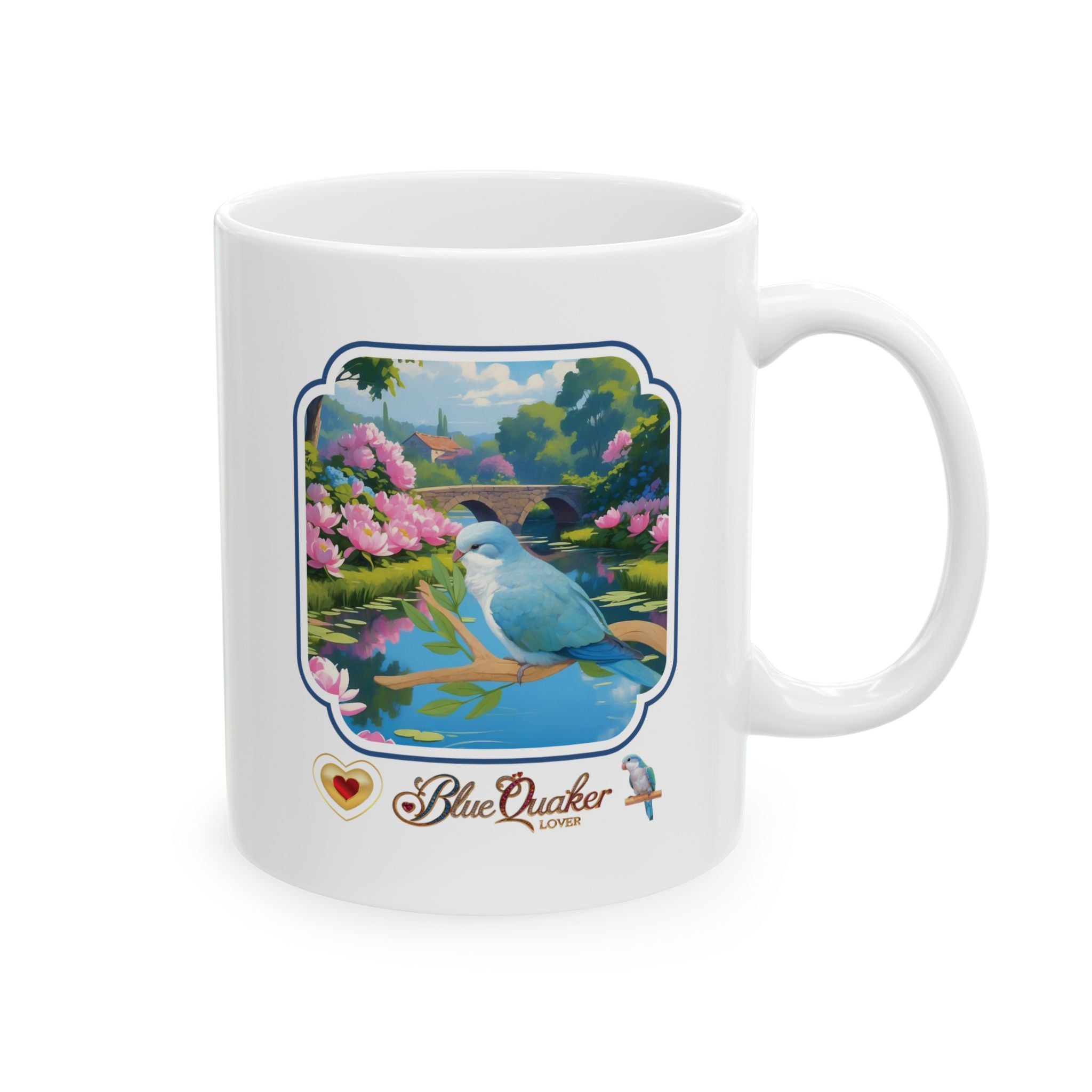 Floral Lake Blue Quaker Mug