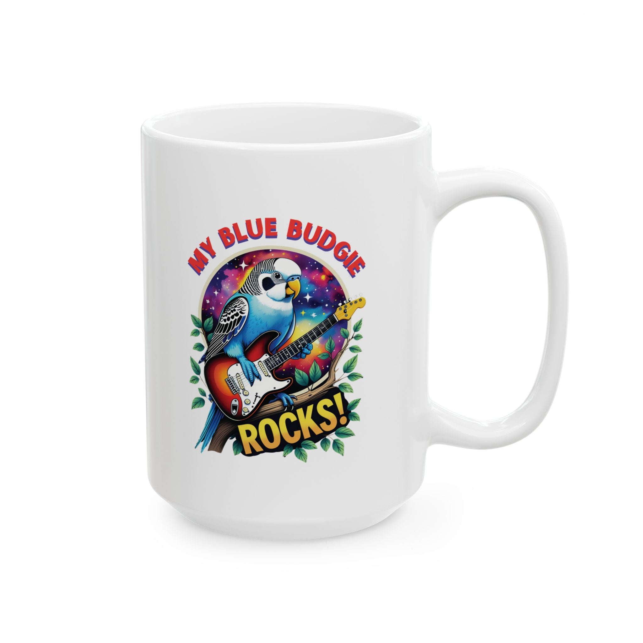 My Blue Budgie Rocks Guitar Mug