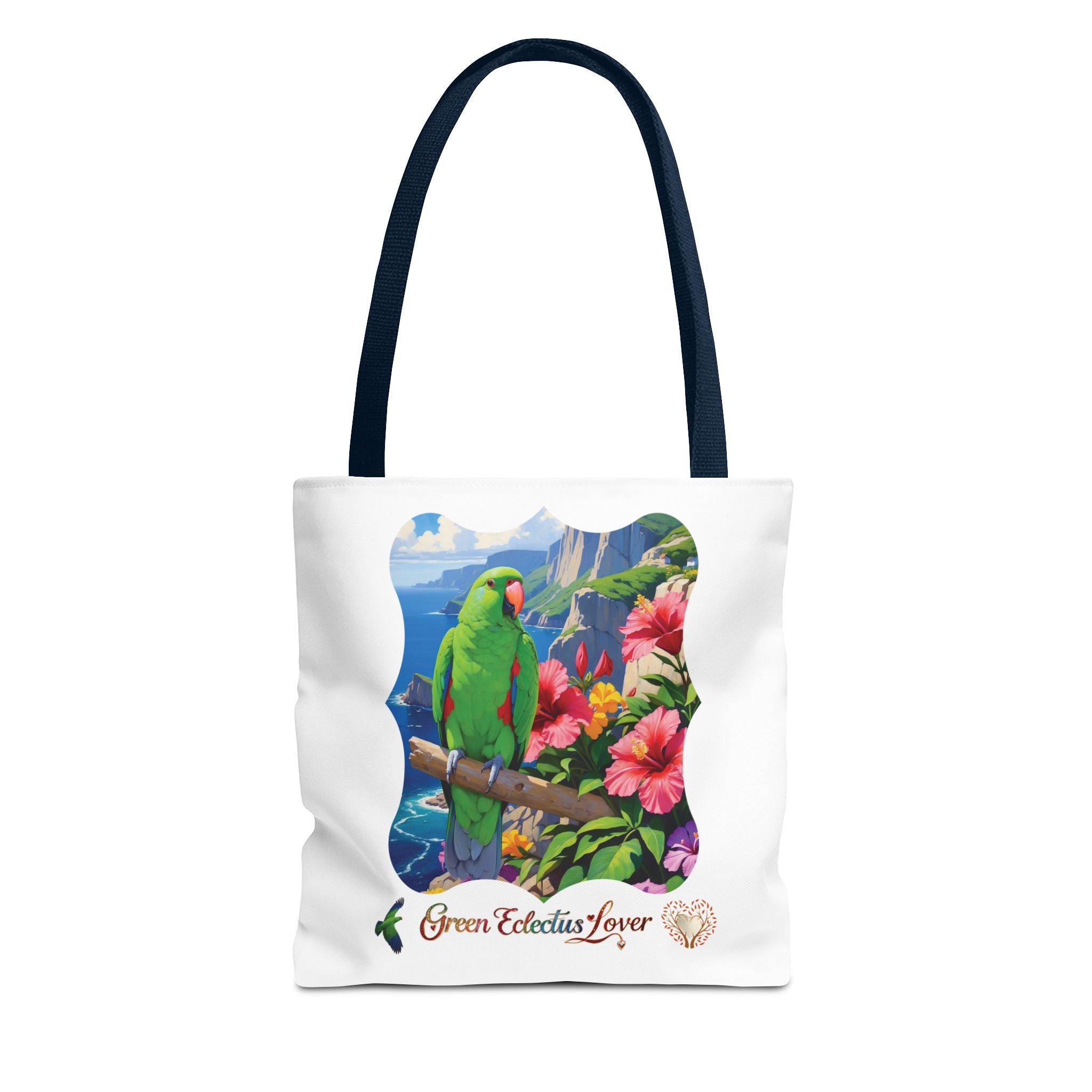 Green Eclectus Lover Hibiscus Tote Bag