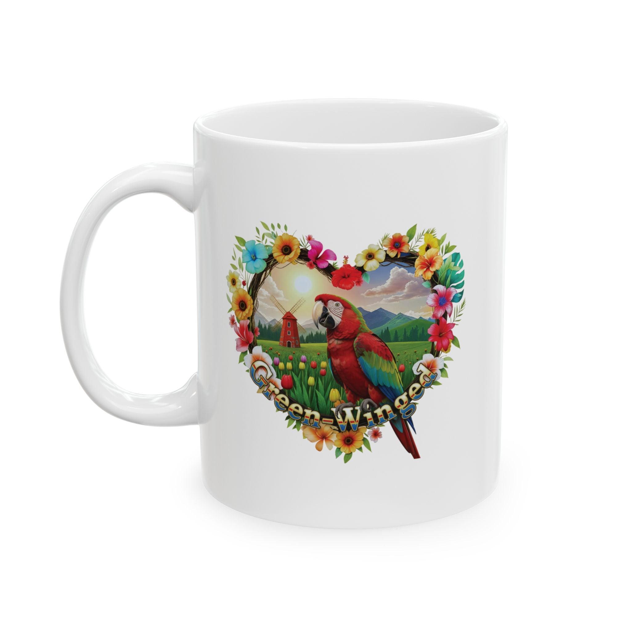 Green Winged Floral Mug