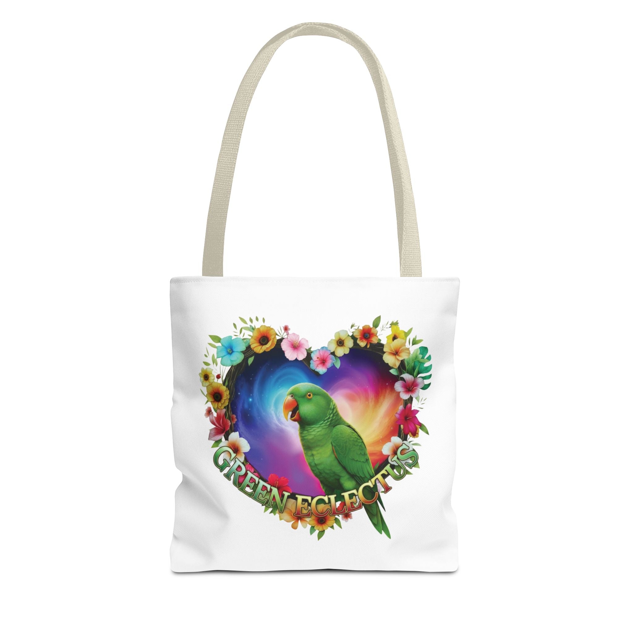 Floral Heart Green Eclectus Tote Bag