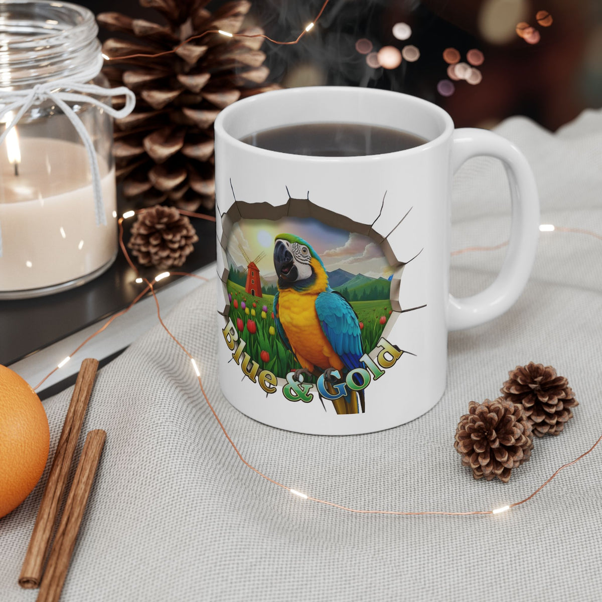 Blue and Gold Meadow Scenic Mug