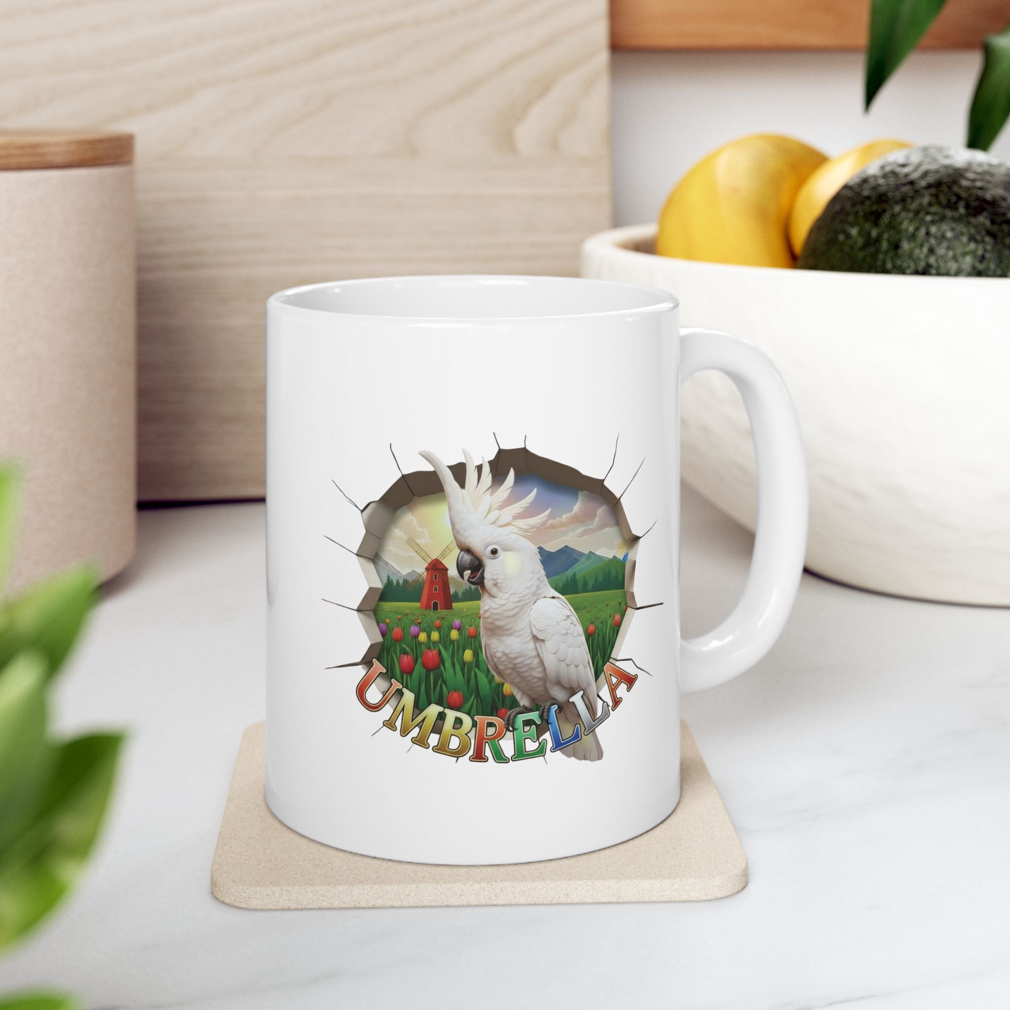 White Umbrella Garden Mug