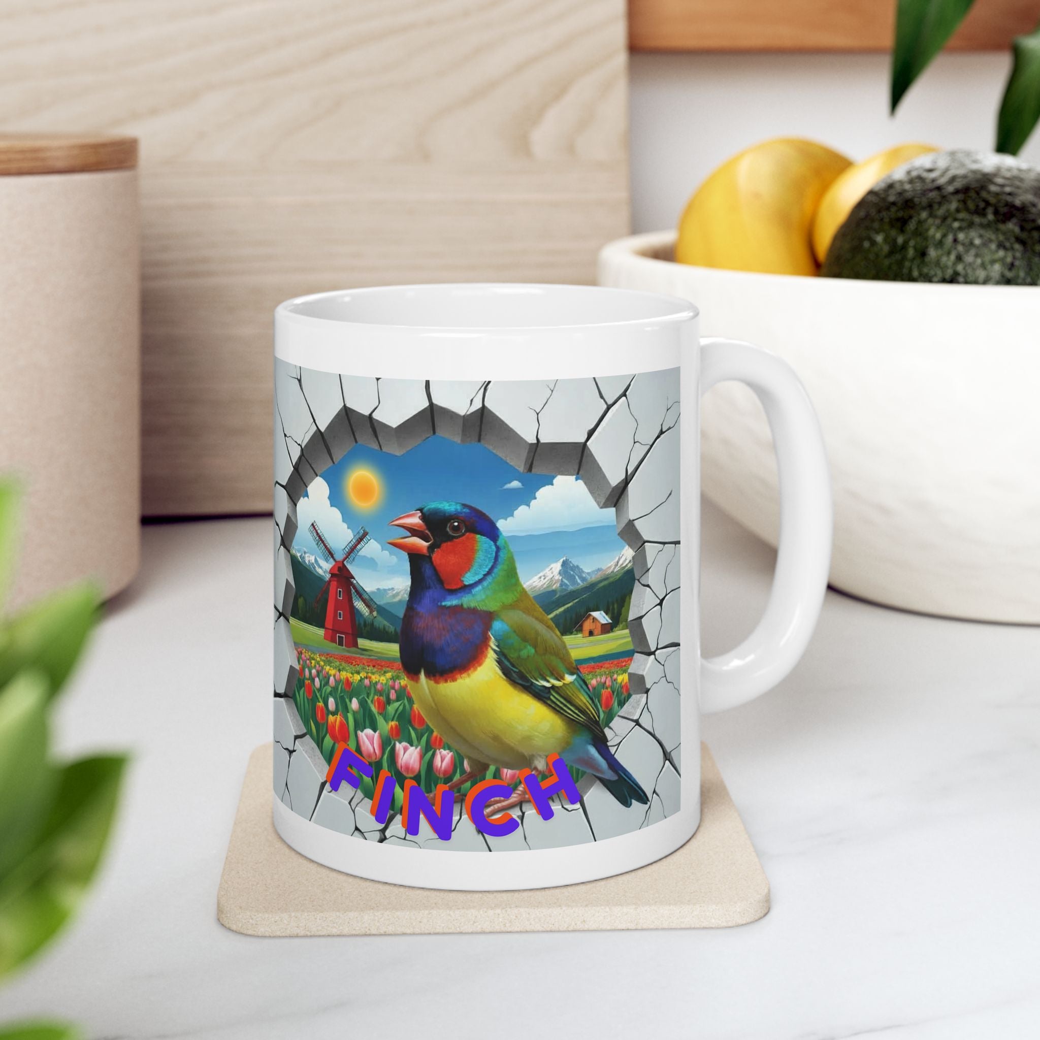 Finch Tulip Windmill Field mug