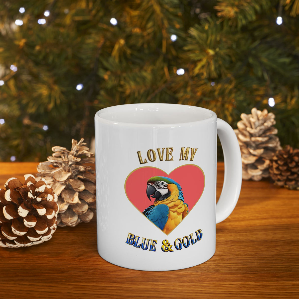Love My Blue & Gold Heart Mug