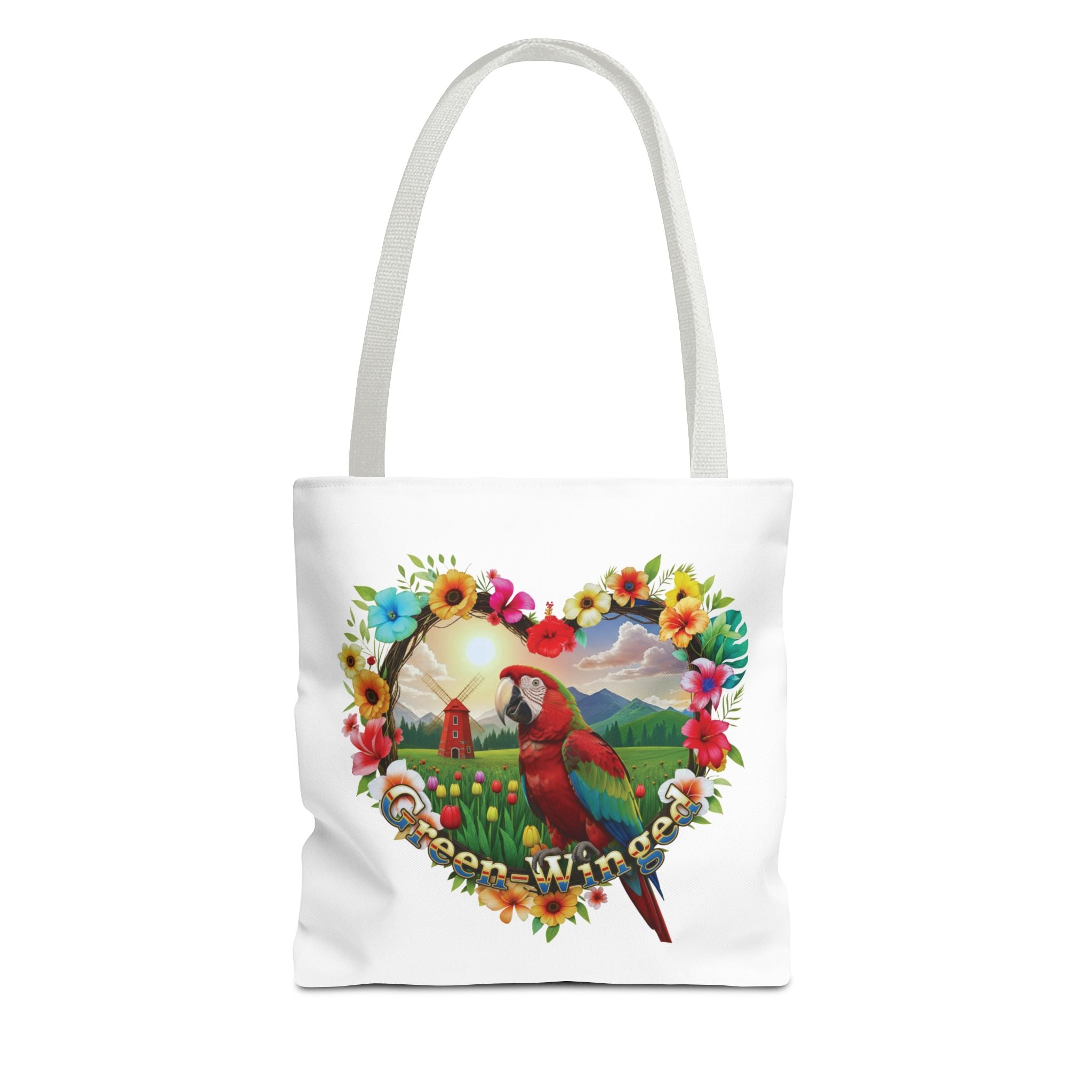 Green-Winged Macaw Heart Design Tote Bag