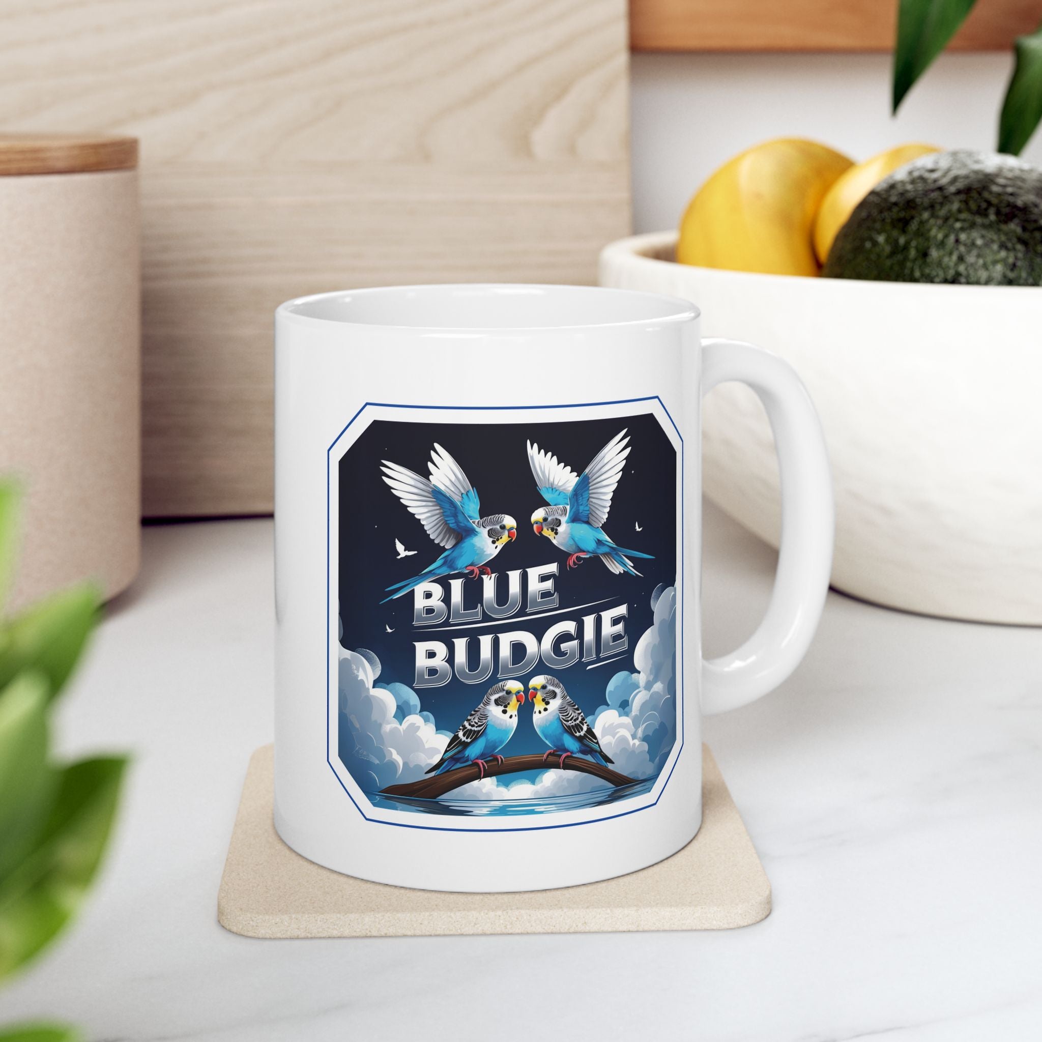 Blue Budgie Night Sky Mug
