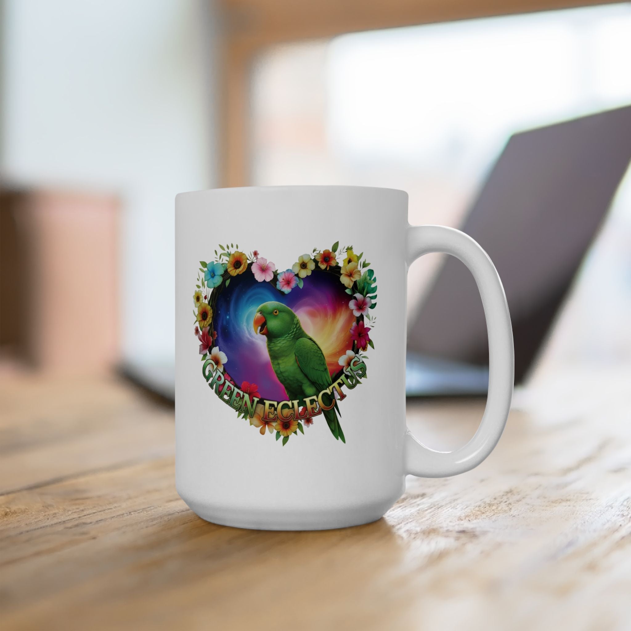 Green Eclectus Heart Design Mug