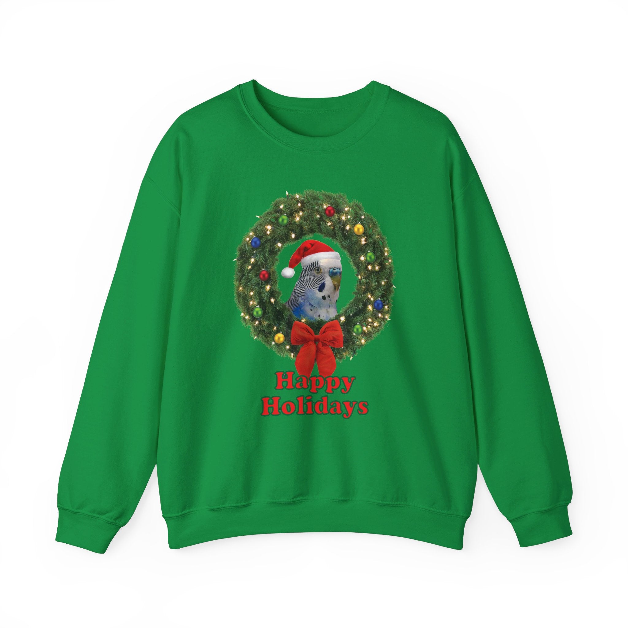 Happy Christmas Holidays Blue Budgie Sweatshirt