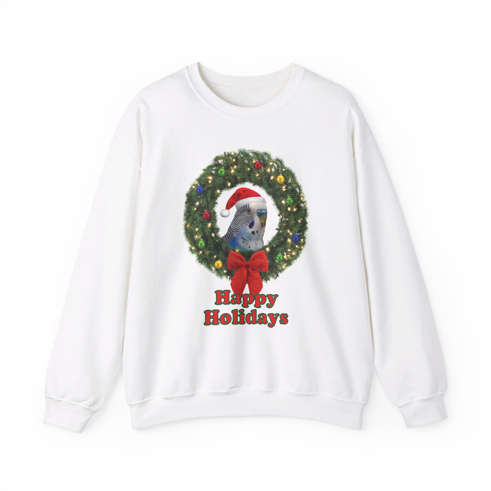 Happy Christmas Holidays Blue Budgie Sweatshirt