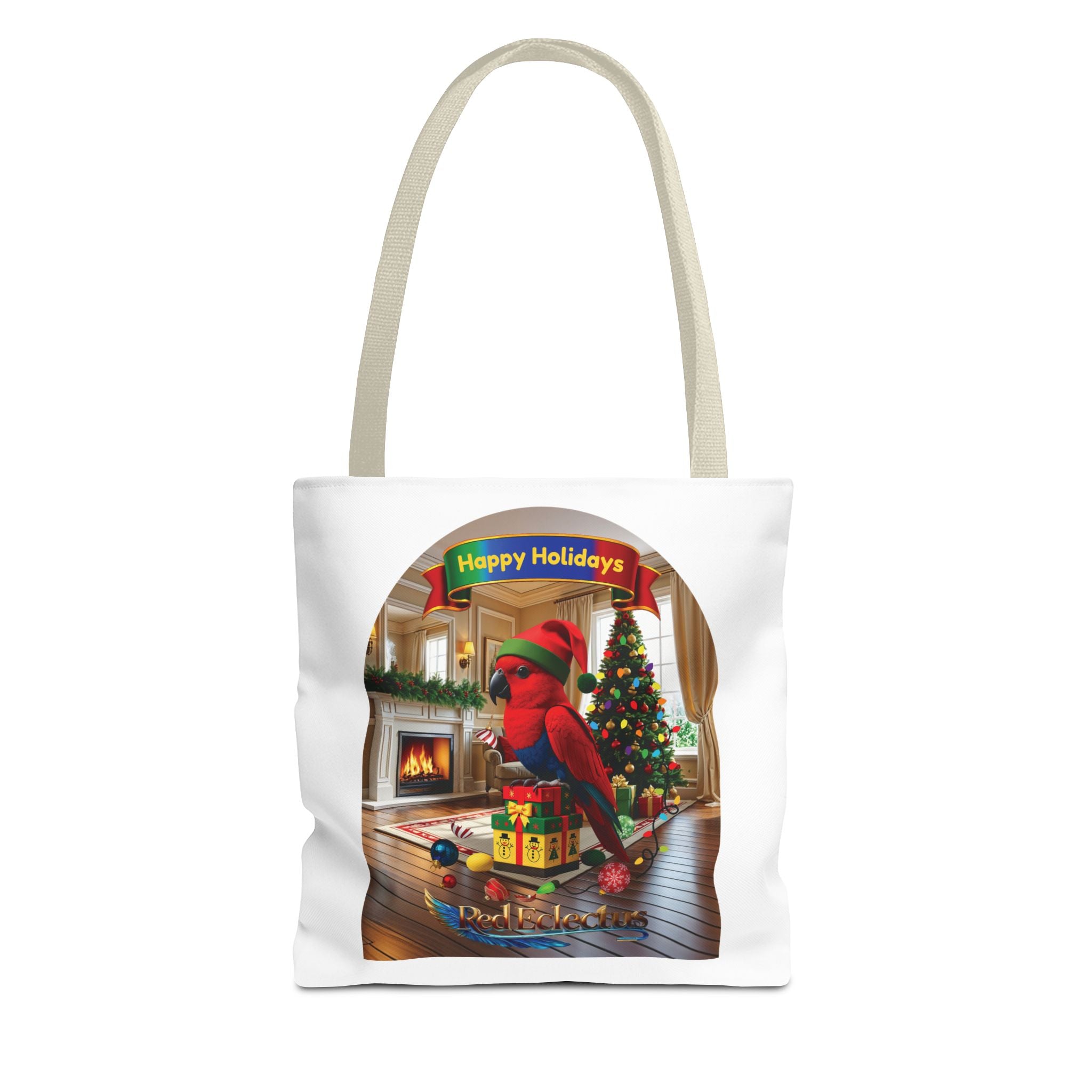Happy Holidays Red Eclectus Tote Bag