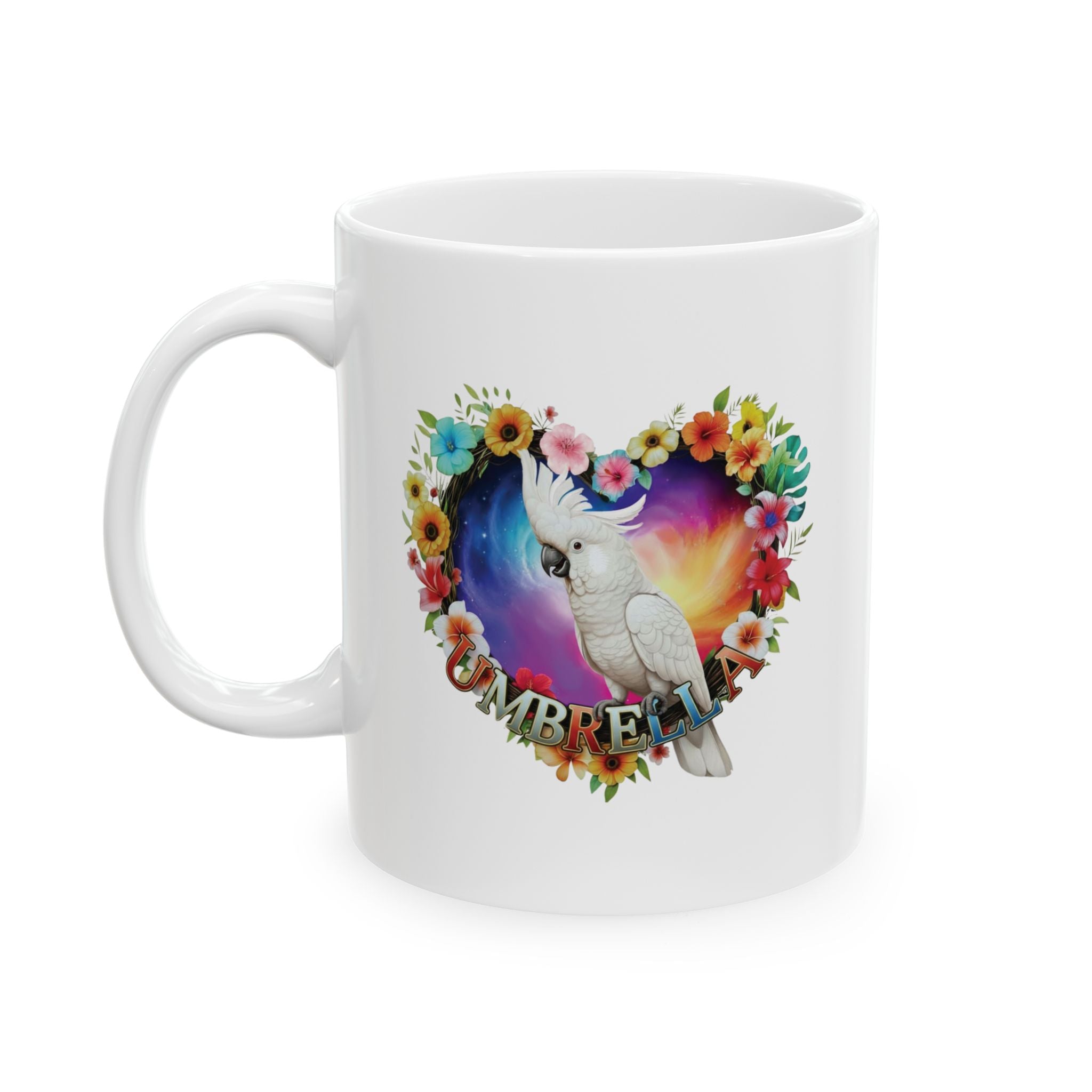 Umbrella Cockatoo Floral Mug