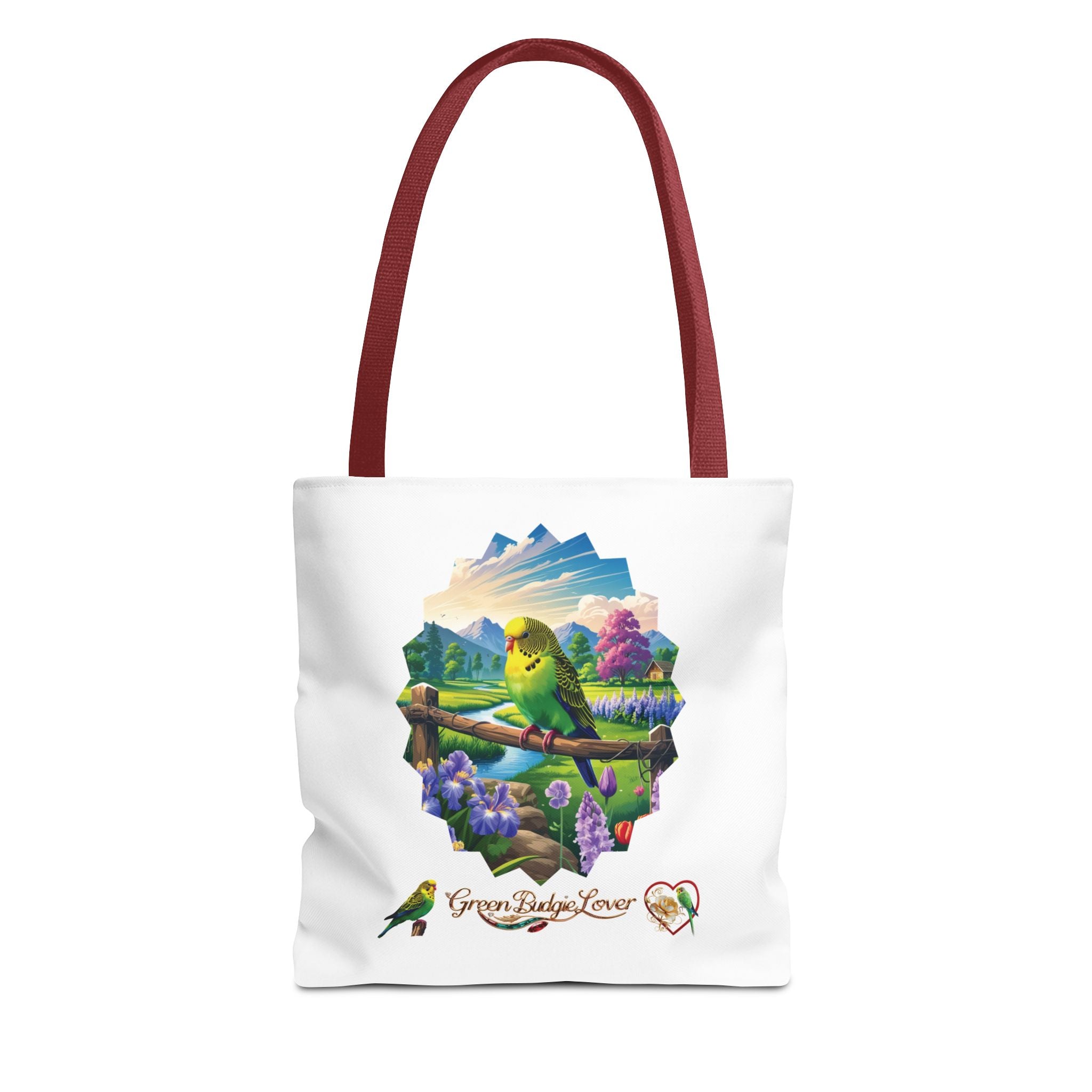 Floral Green Budgie Lover Tote Bag