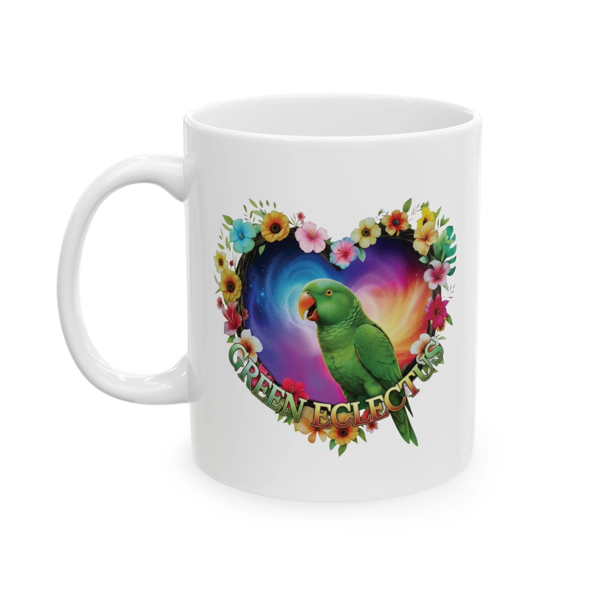 Green Eclectus Heart Design Mug