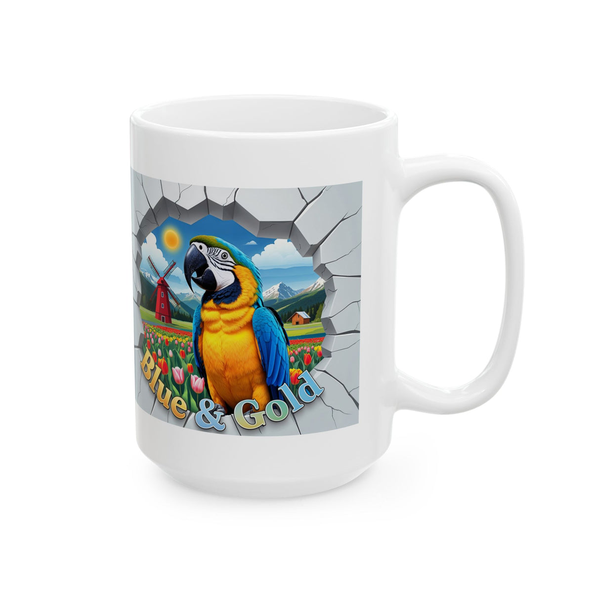 Blue and Gold Meadow Scenic Mug