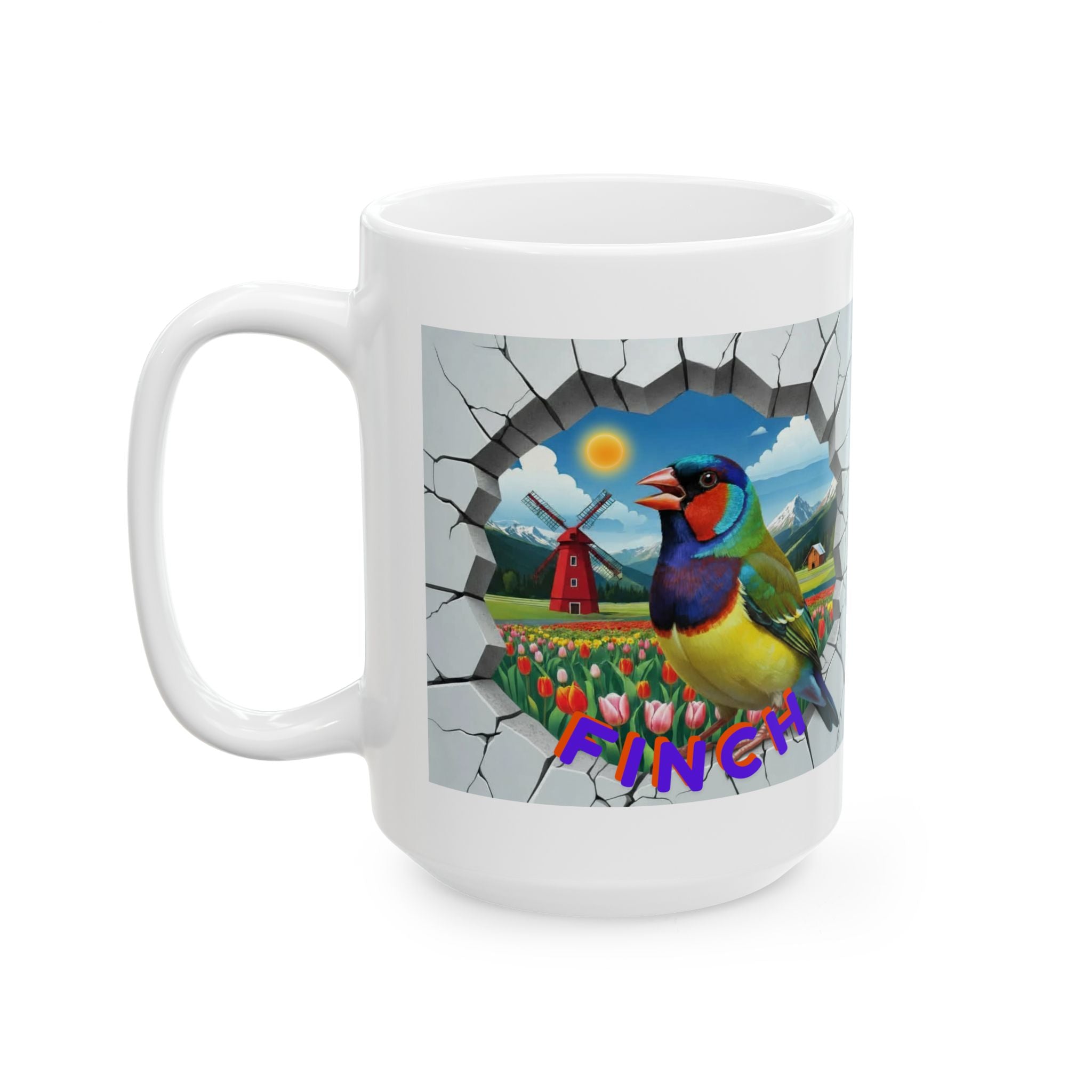 Finch Tulip Windmill Field mug