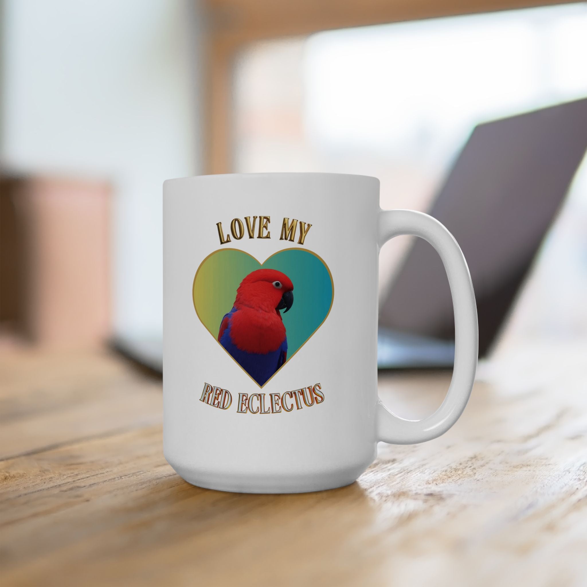 Love My Red Eclectus Heart Mug