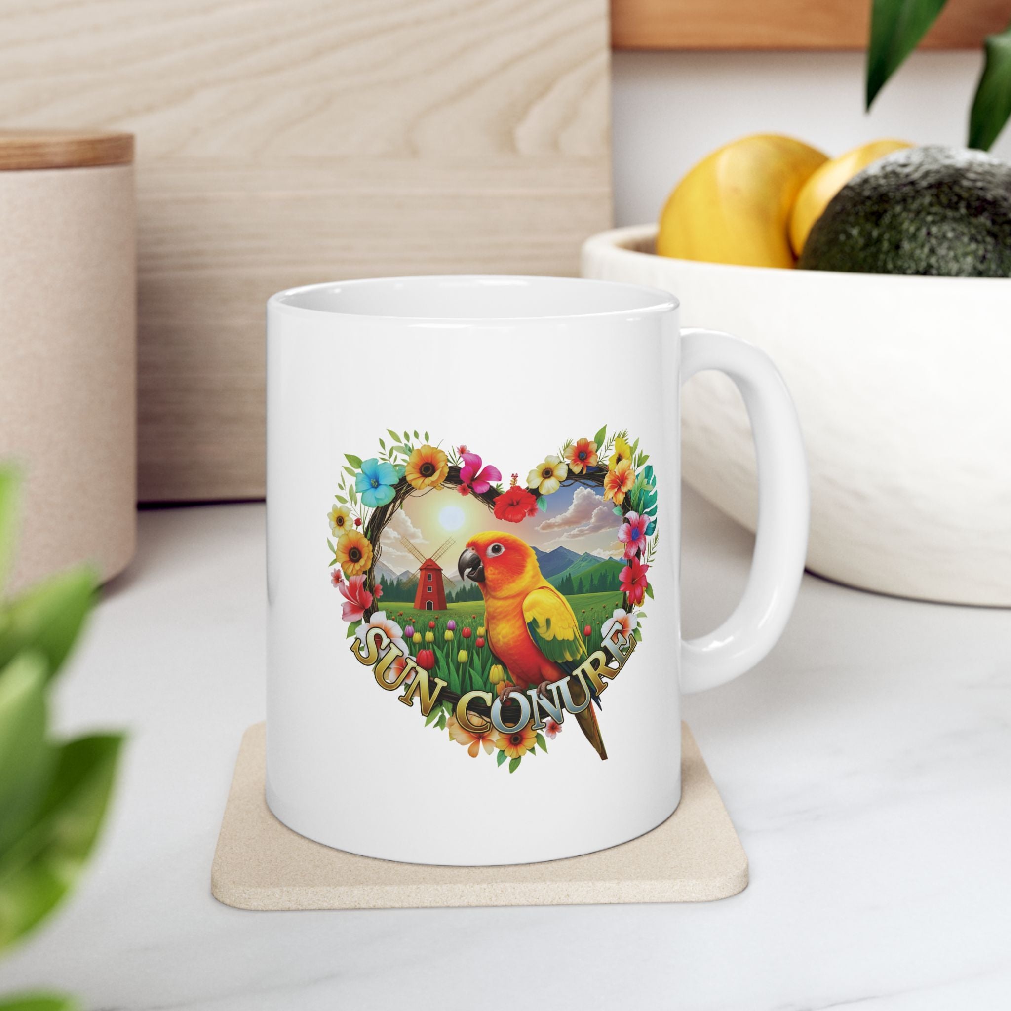 Sun Conure Garden Scene Mug