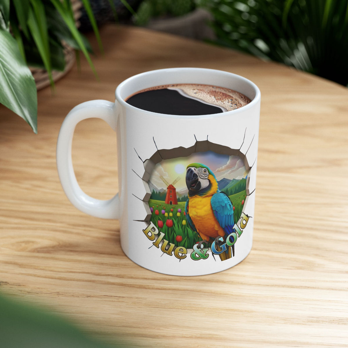 Blue and Gold Meadow Scenic Mug