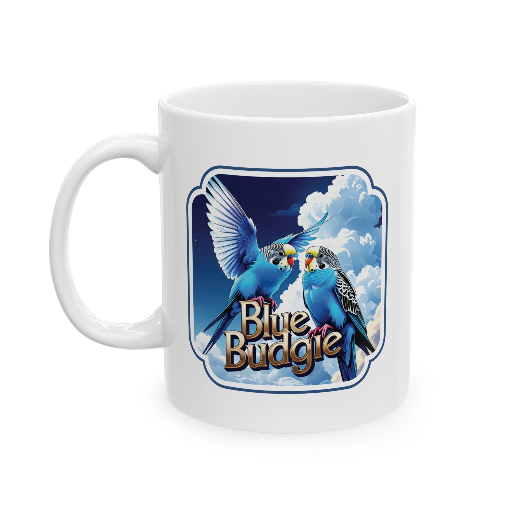 Flying Blue Budgie Sky Mug