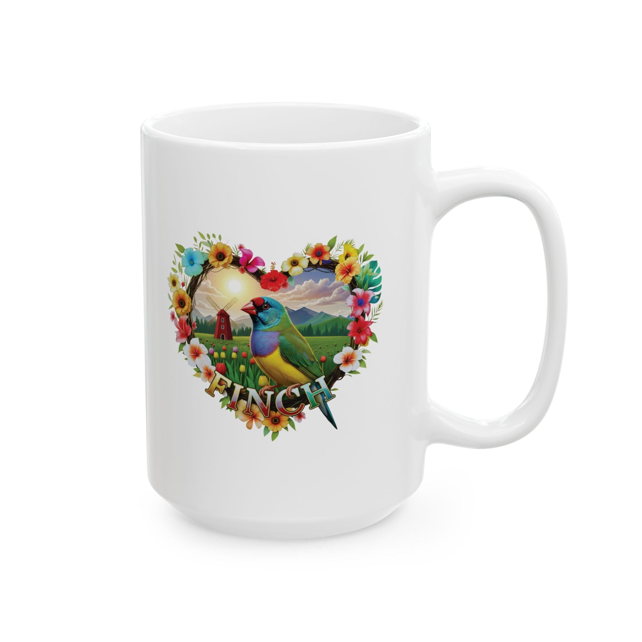 Colorful Finch Art Mug