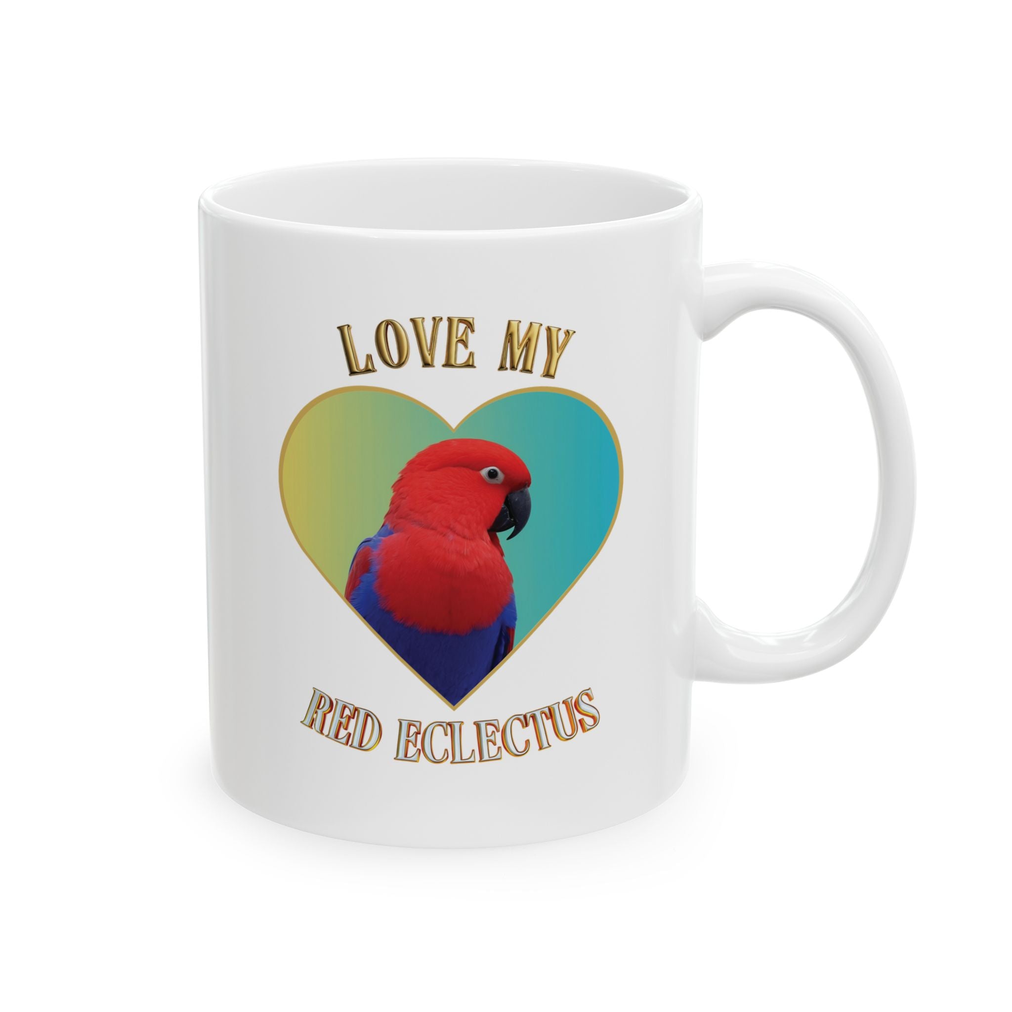 Love My Red Eclectus Heart Mug