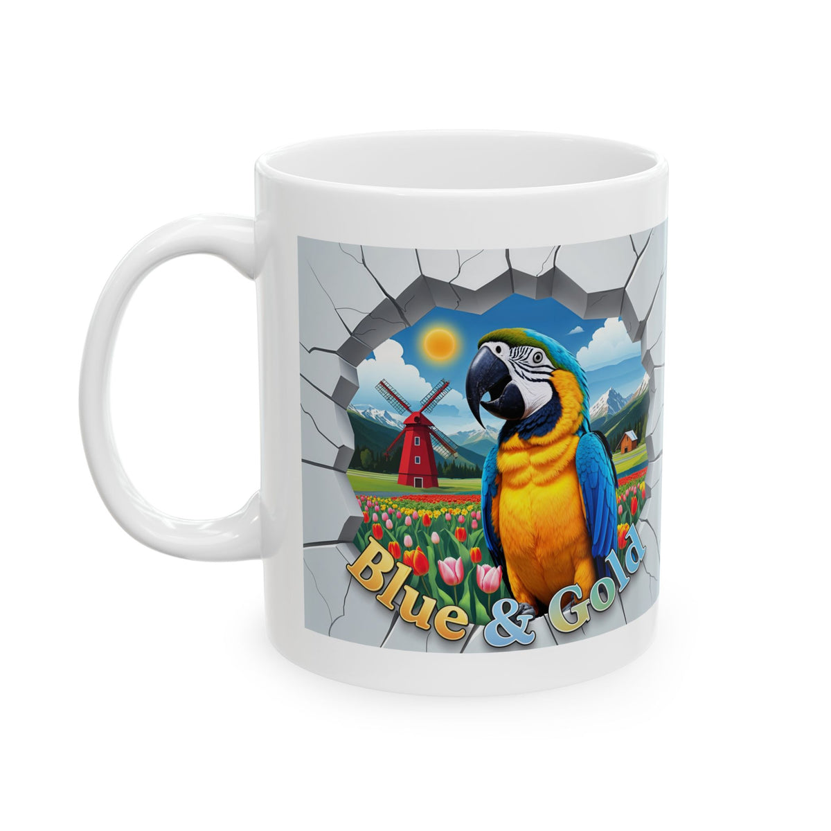 Blue and Gold Meadow Scenic Mug