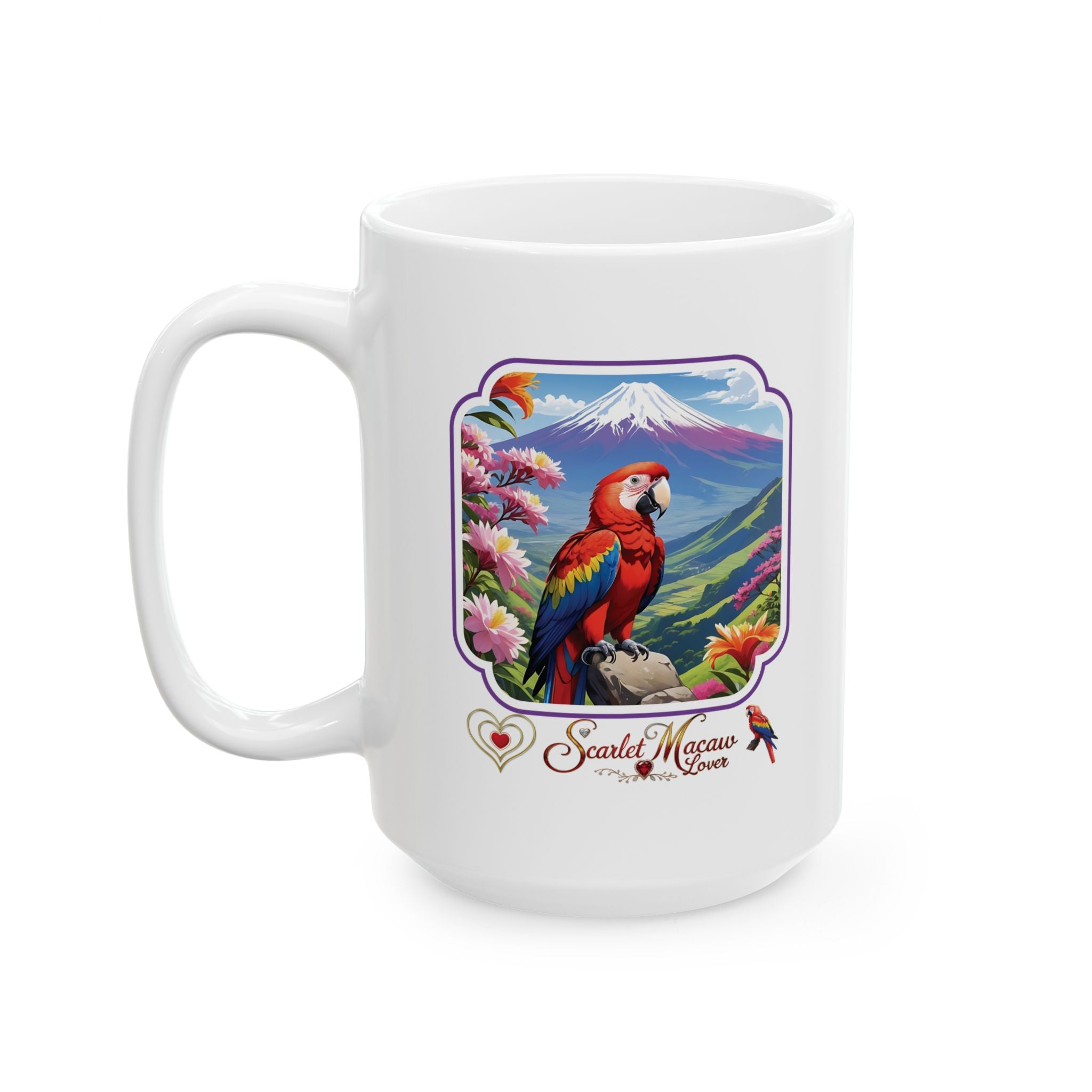 Floral Scarlet Macaw Lover Mug