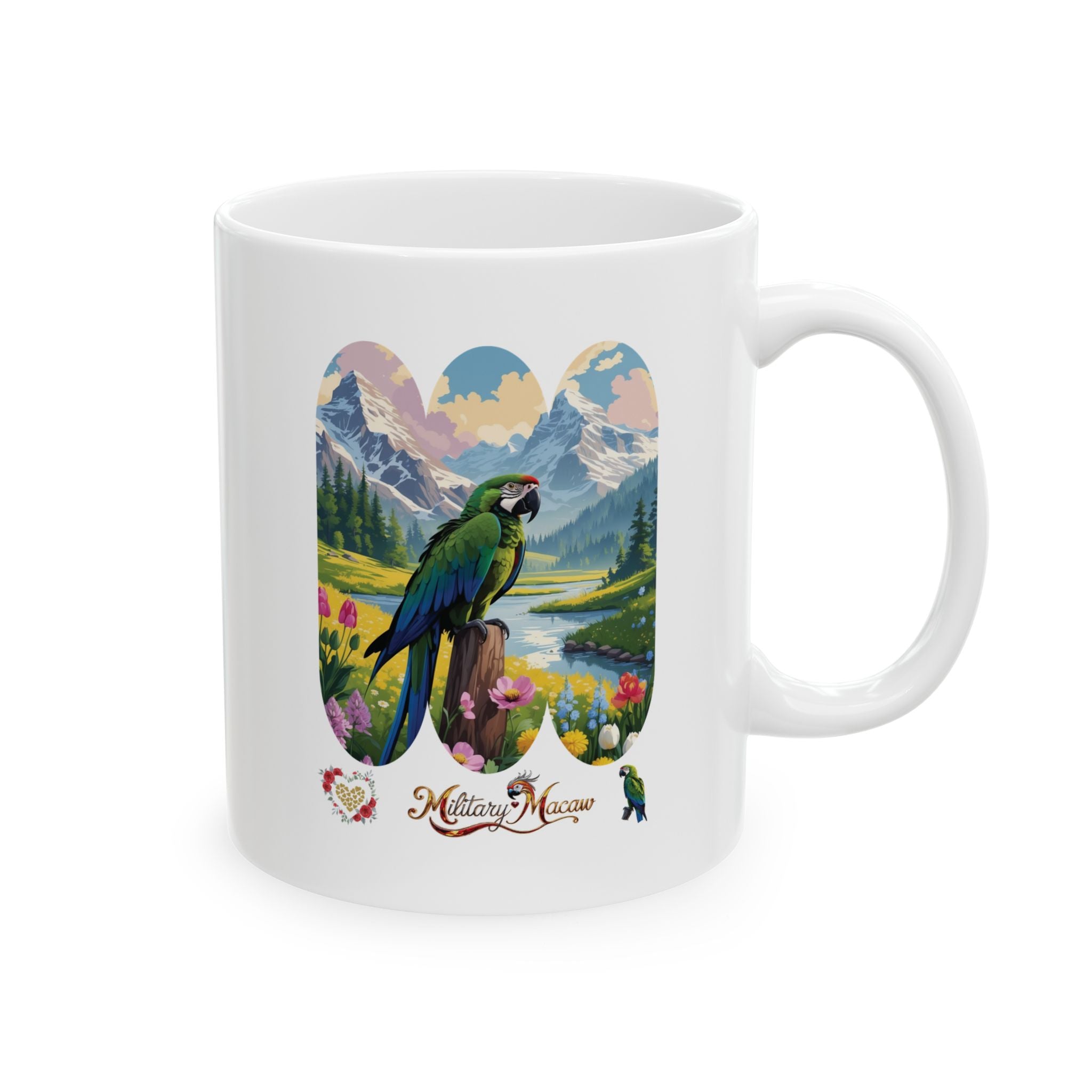 Military Macaw Floral Lake Mug