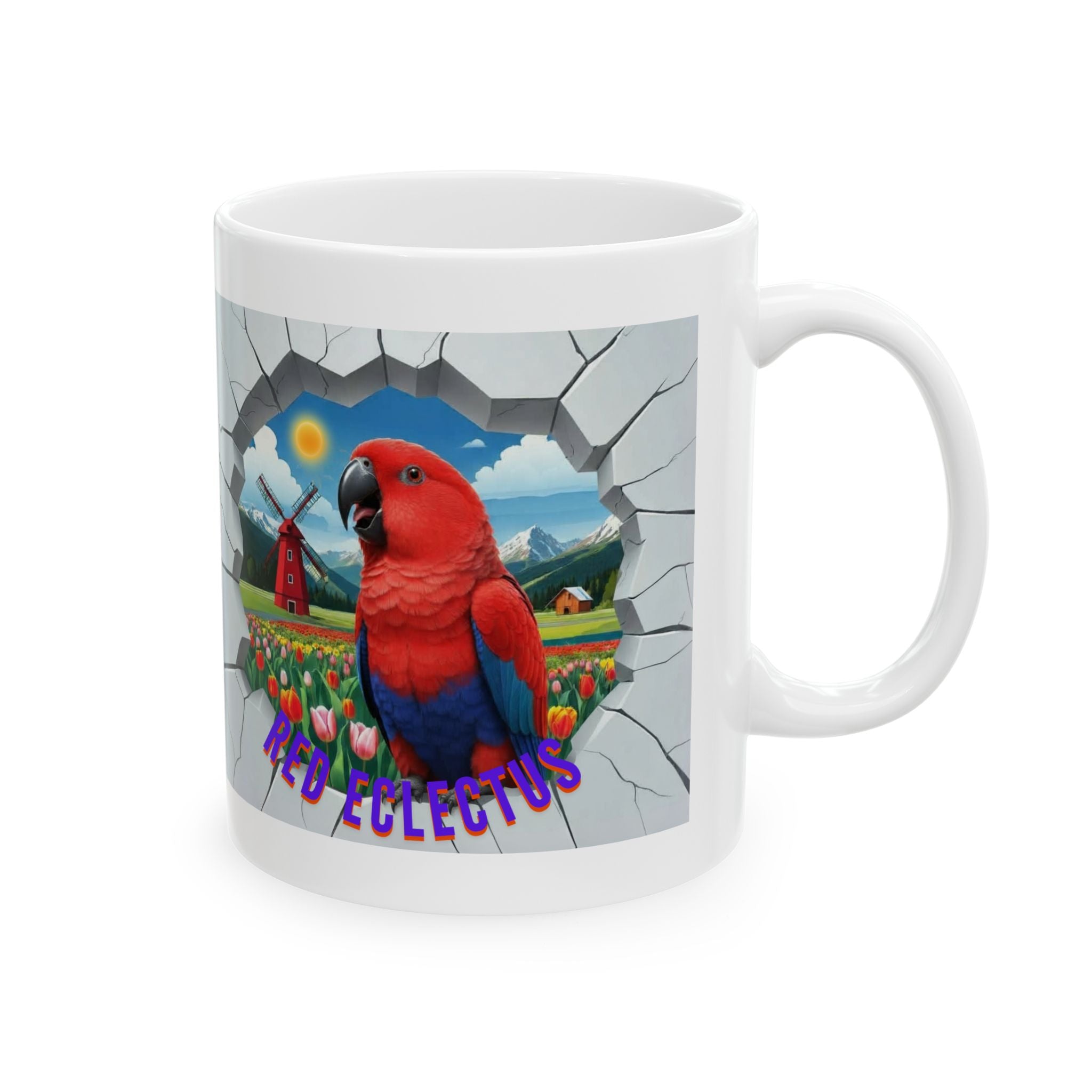 Red Eclectus Tulip Windmill Field Mug