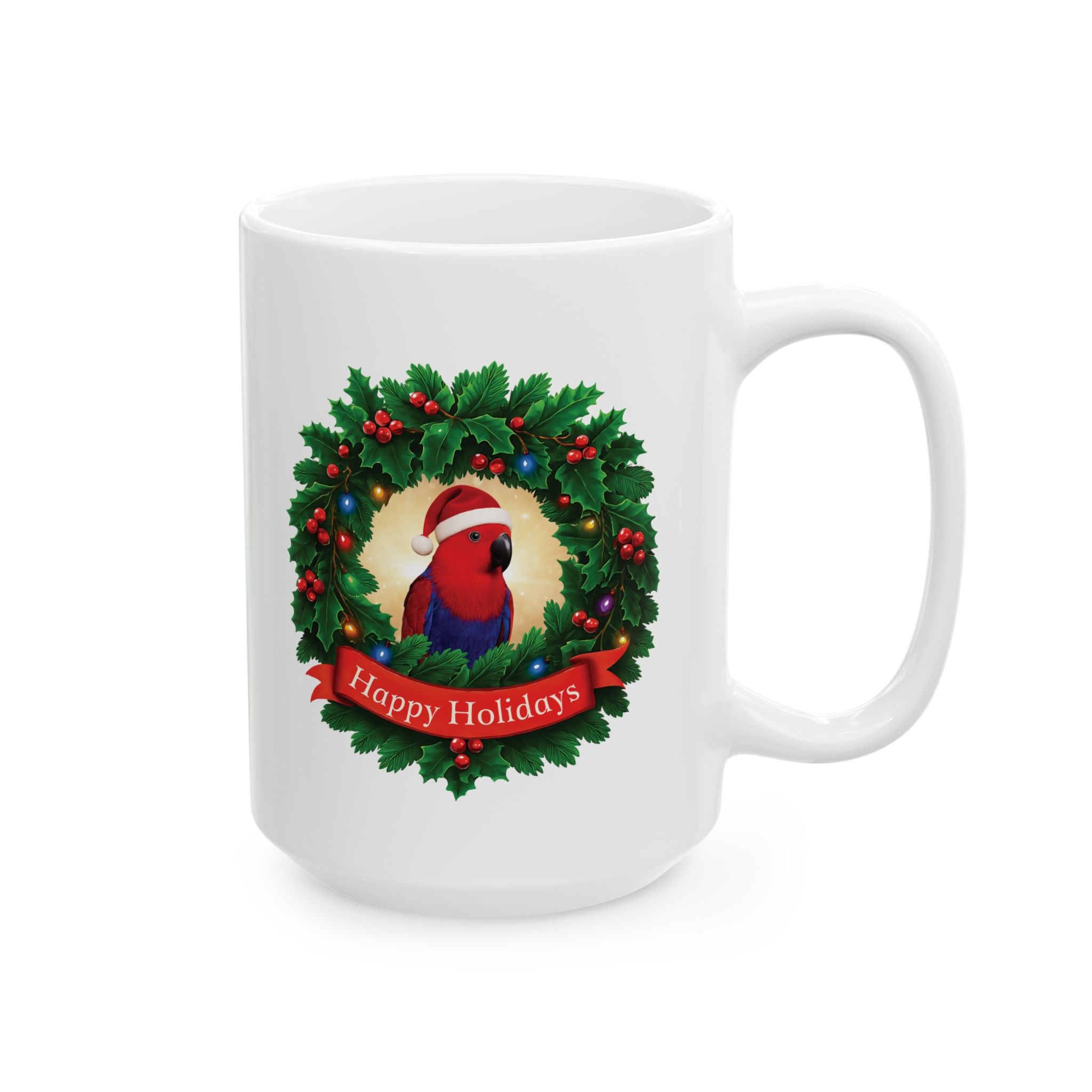 Christmas Happy Holidays Red Eclectus Mug