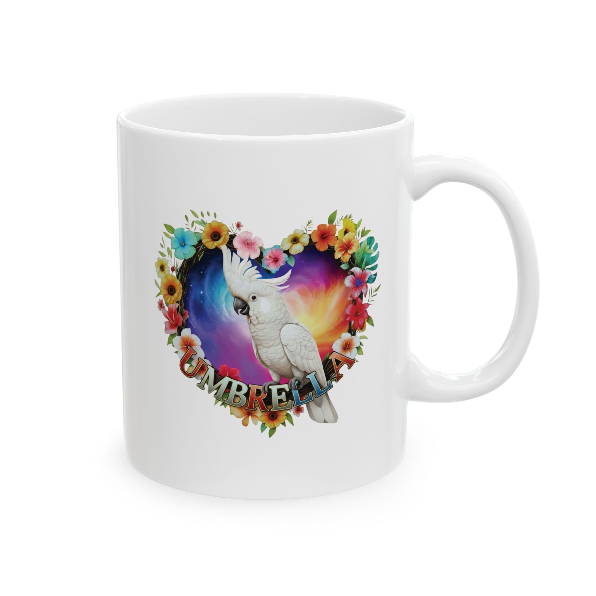 Umbrella Cockatoo Floral Mug