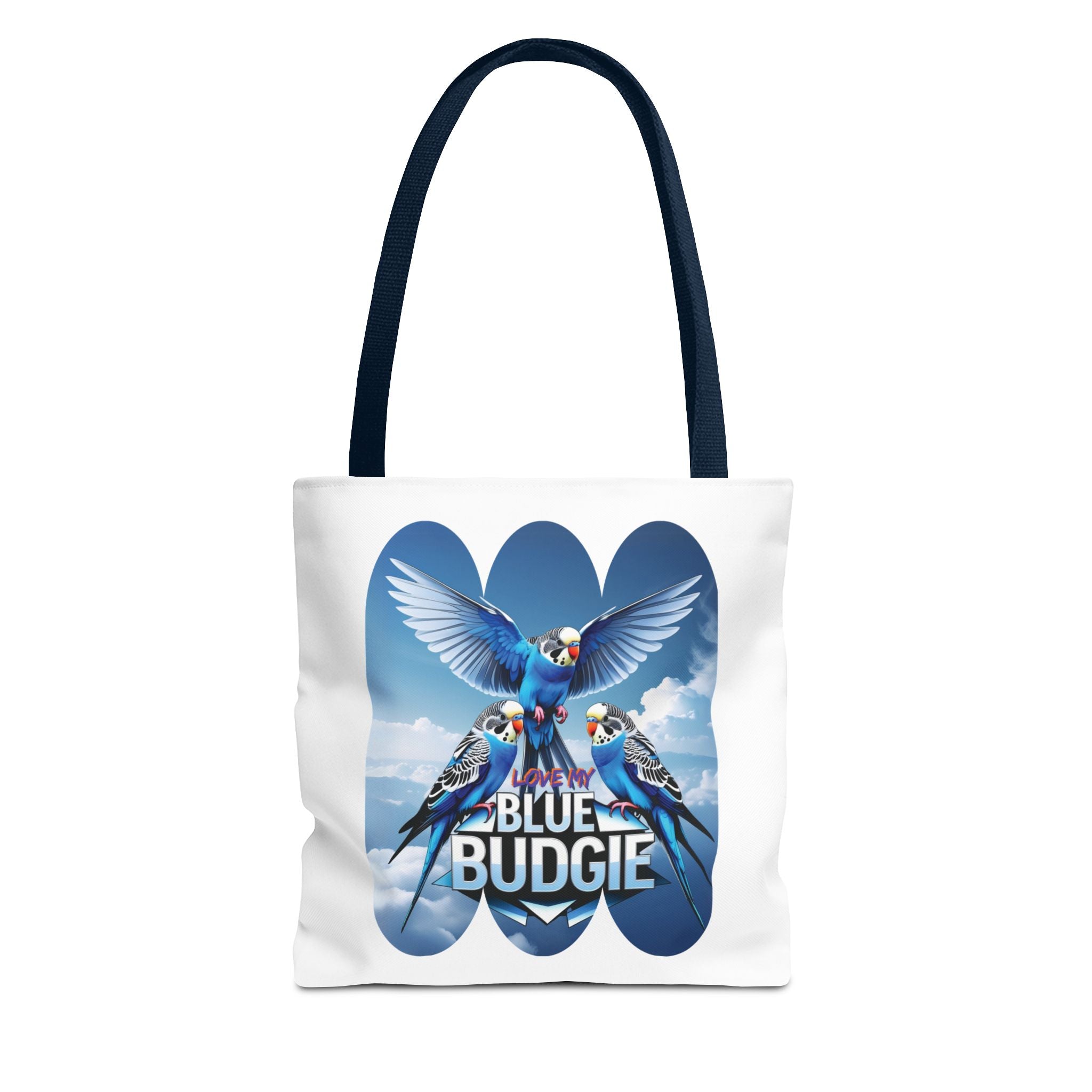 Love My Blue Budgie Flying Tote Bag
