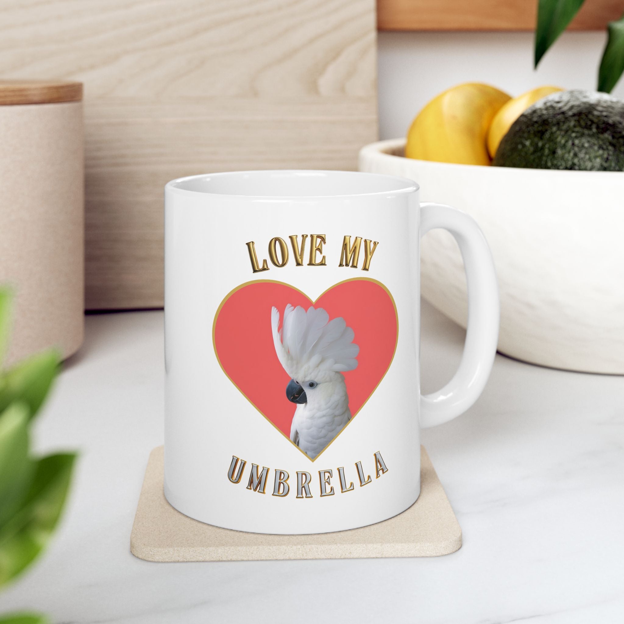 Love My White Umbrella Heart Mug