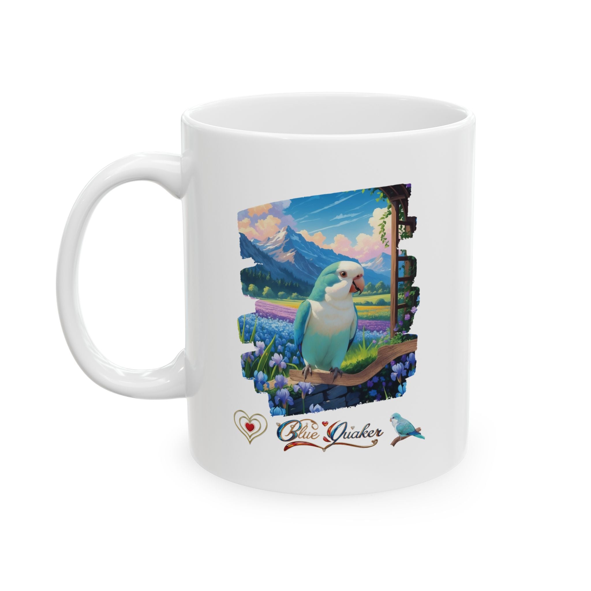 Blue Quaker Floral Scenic Mug