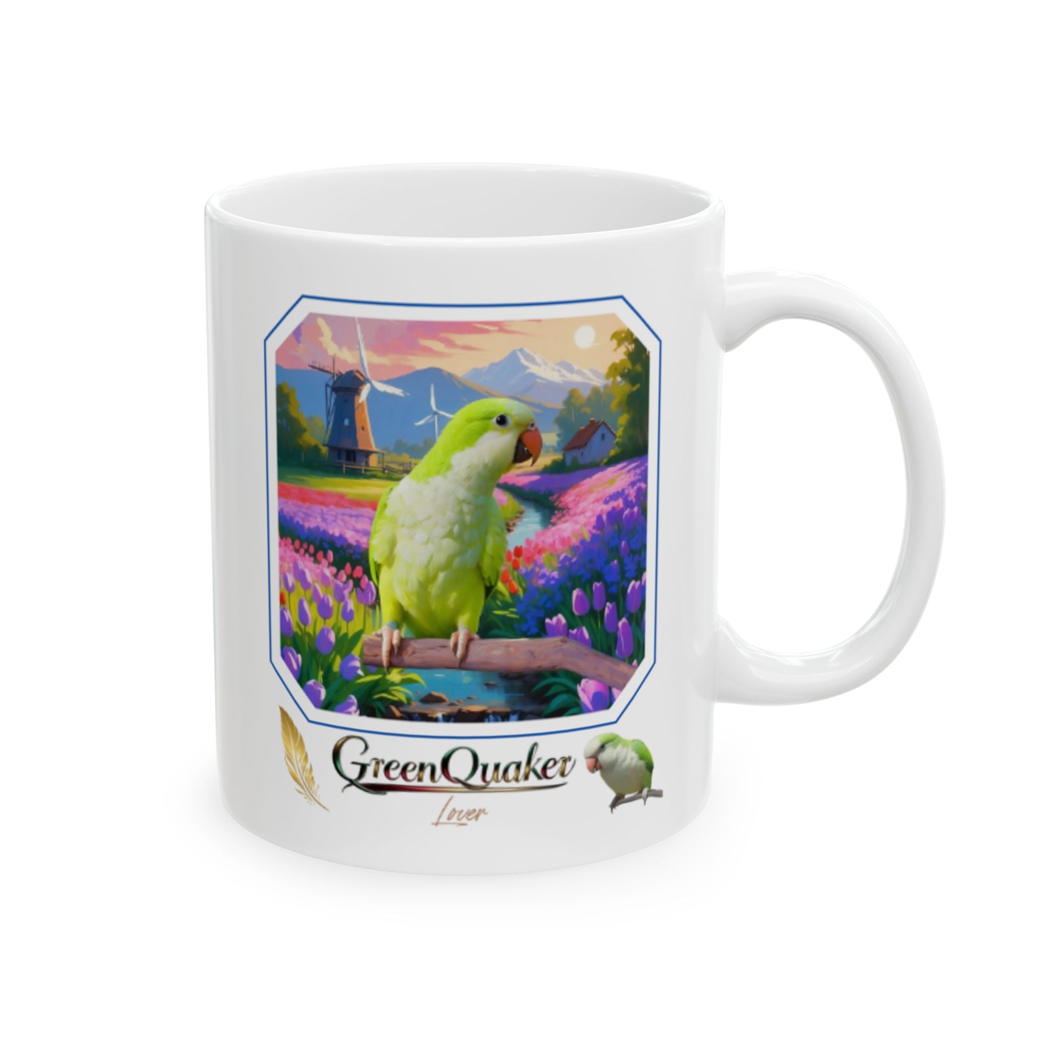 Green Quaker Floral Field Mug