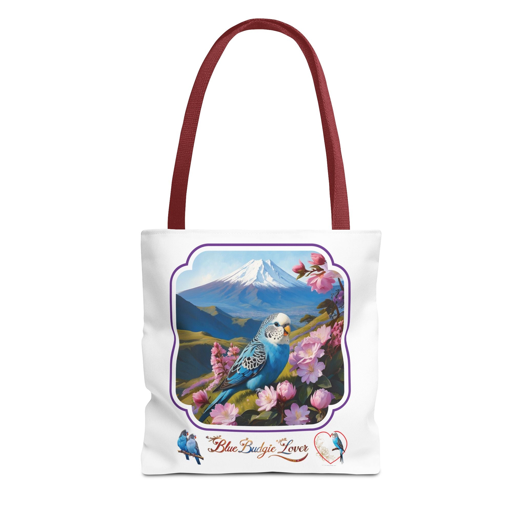 Blue Budgie Lover Floral Scenic Tote Bag