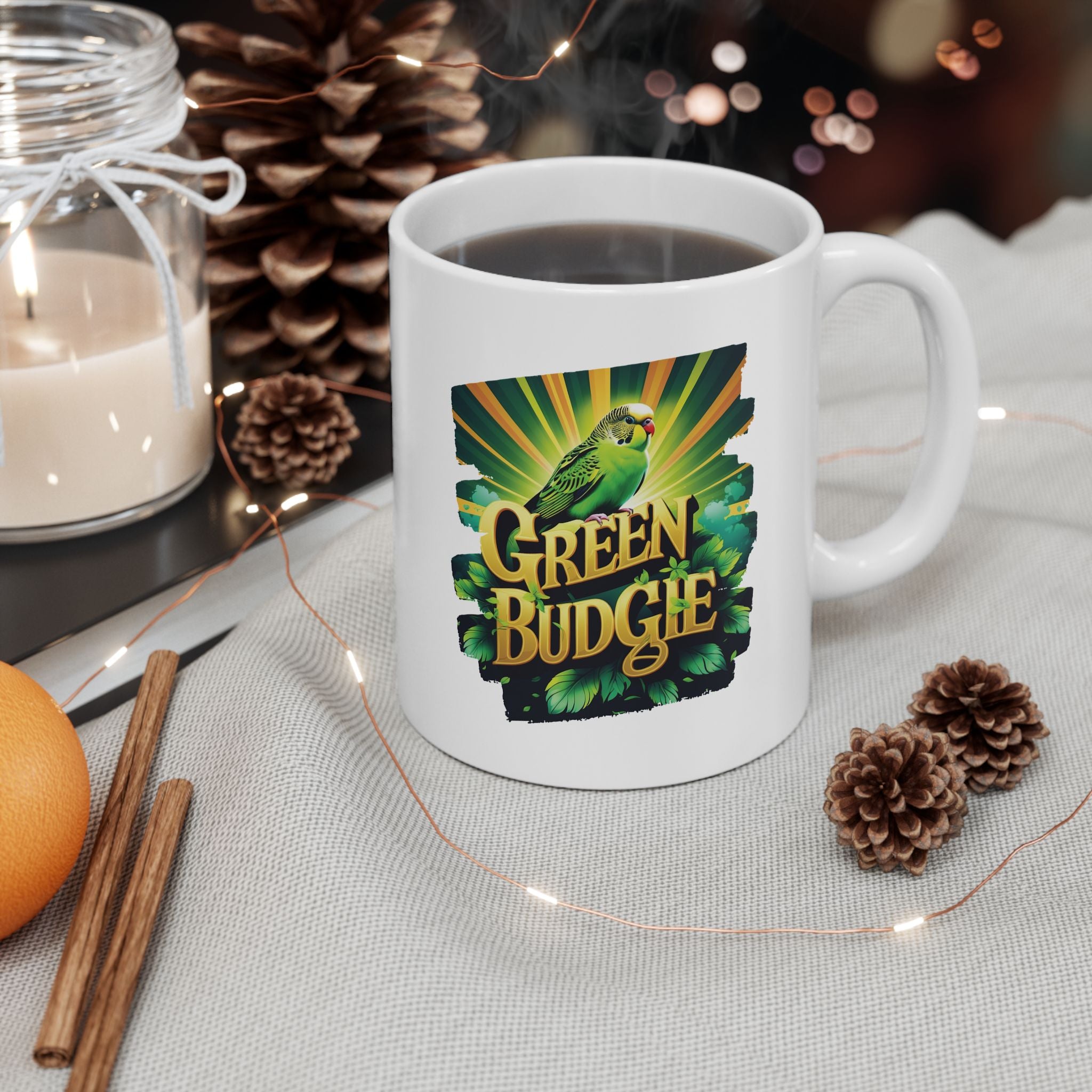 Green Budgie Mug