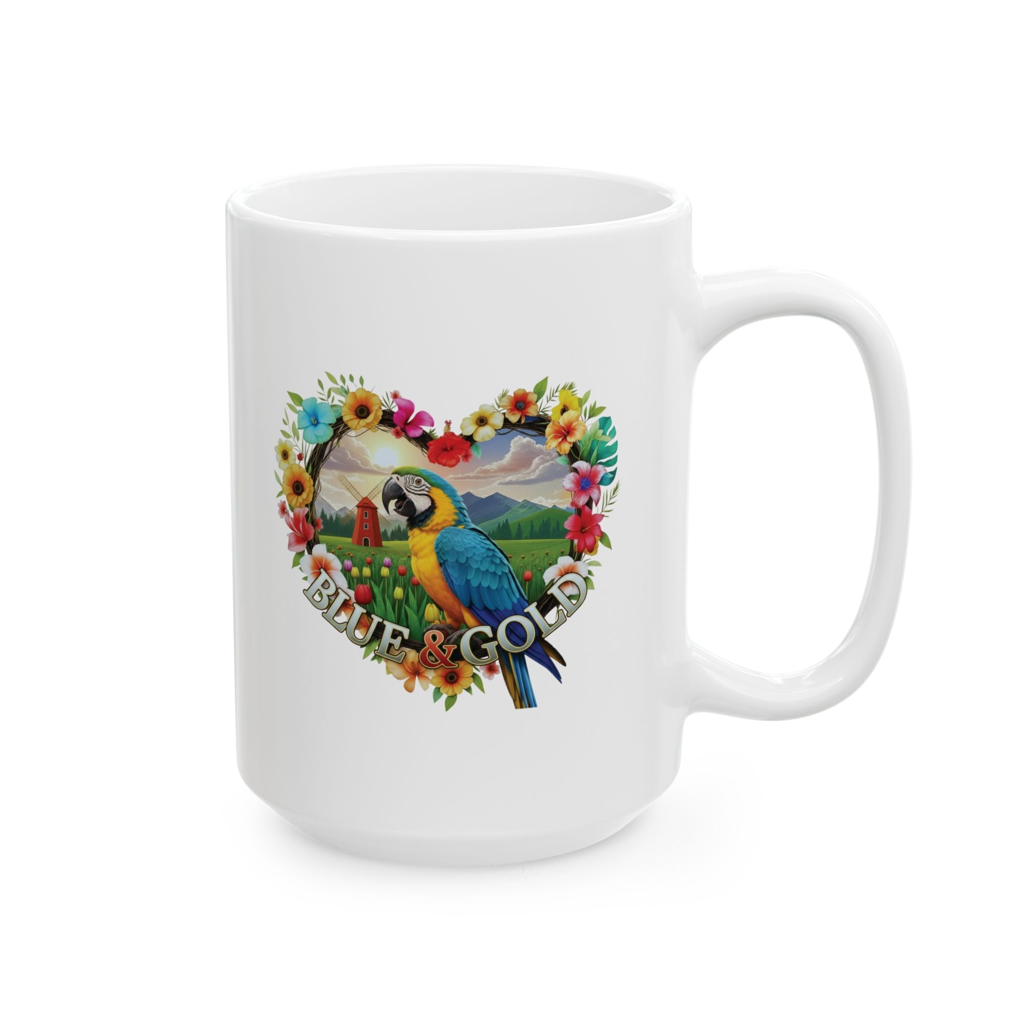 Blue & Gold Tulip Windmill Field Mug
