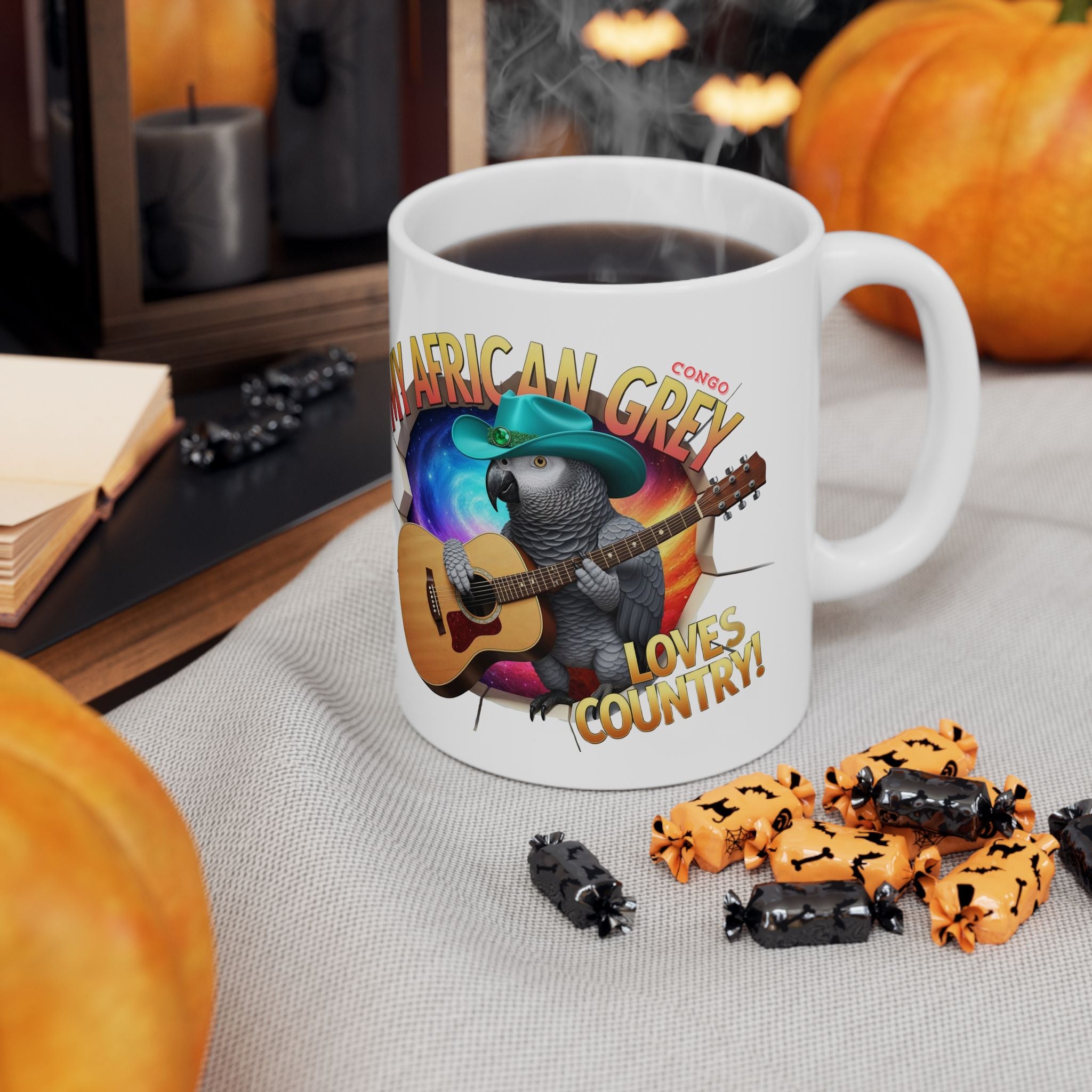 African Grey Loves Country Mug