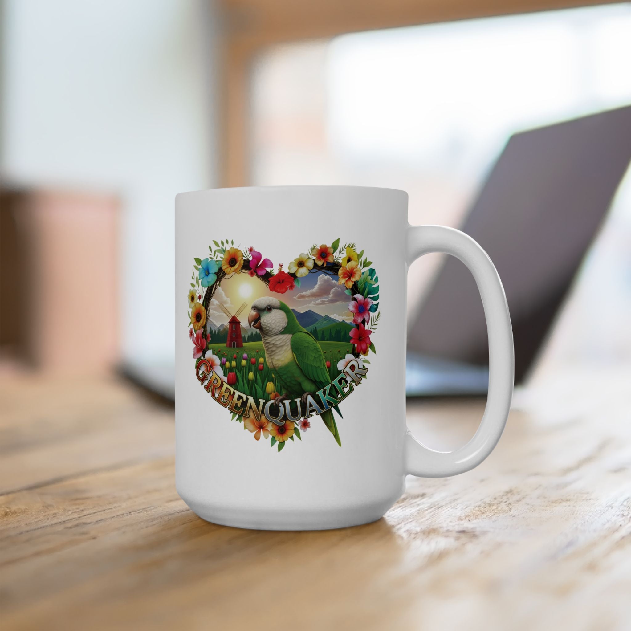 Green Quaker Floral Mug