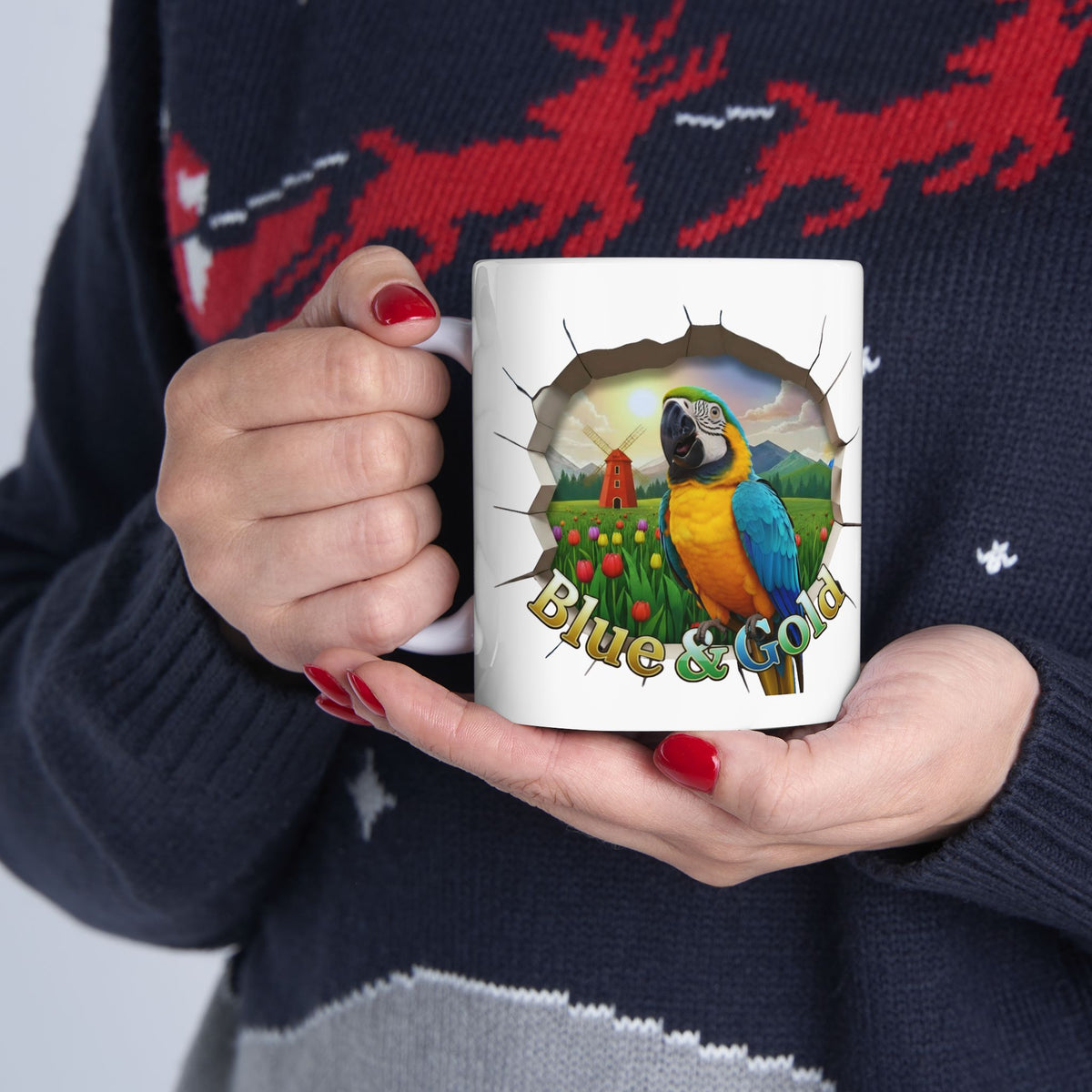 Blue and Gold Meadow Scenic Mug