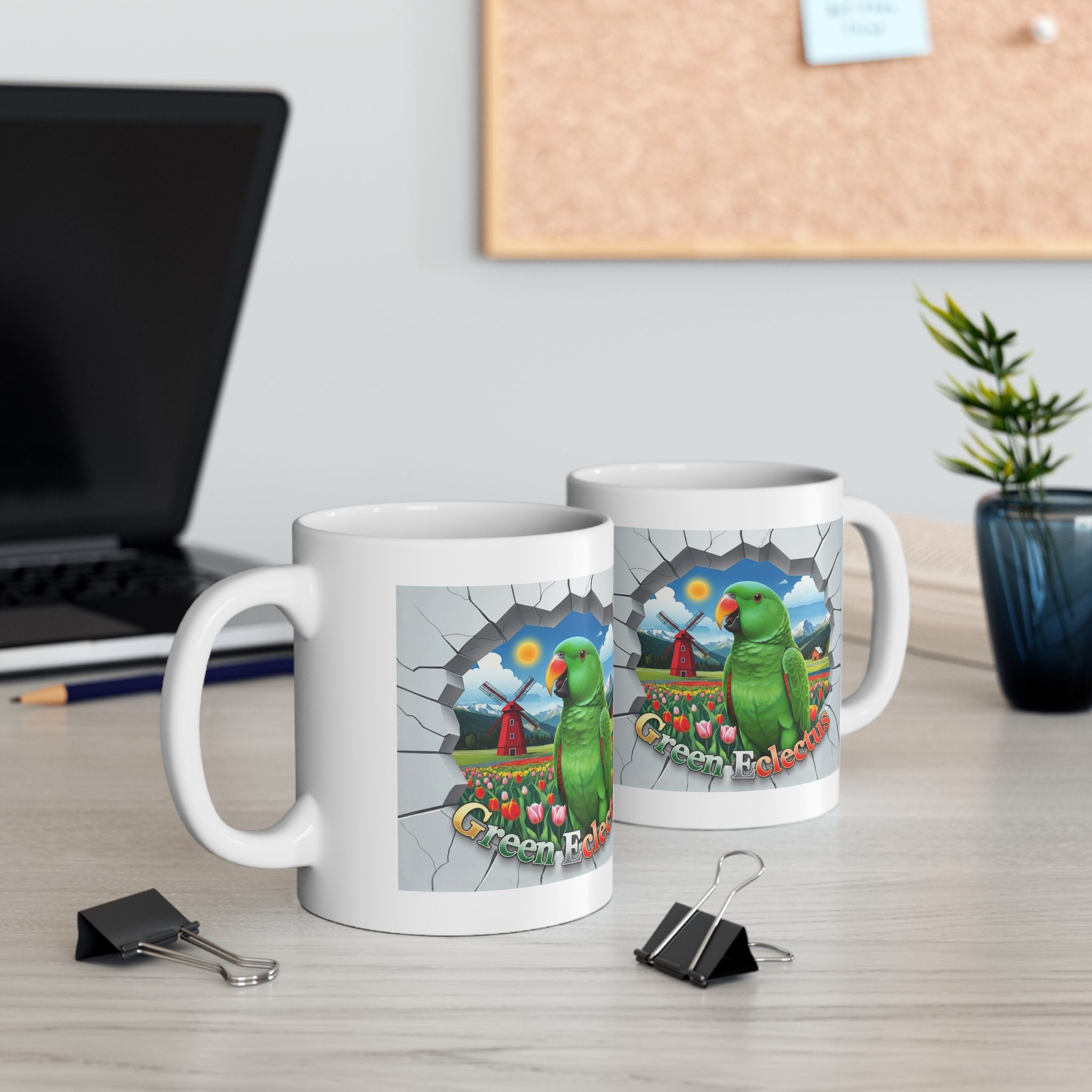 Green Eclectus Meadow Scenic Mug