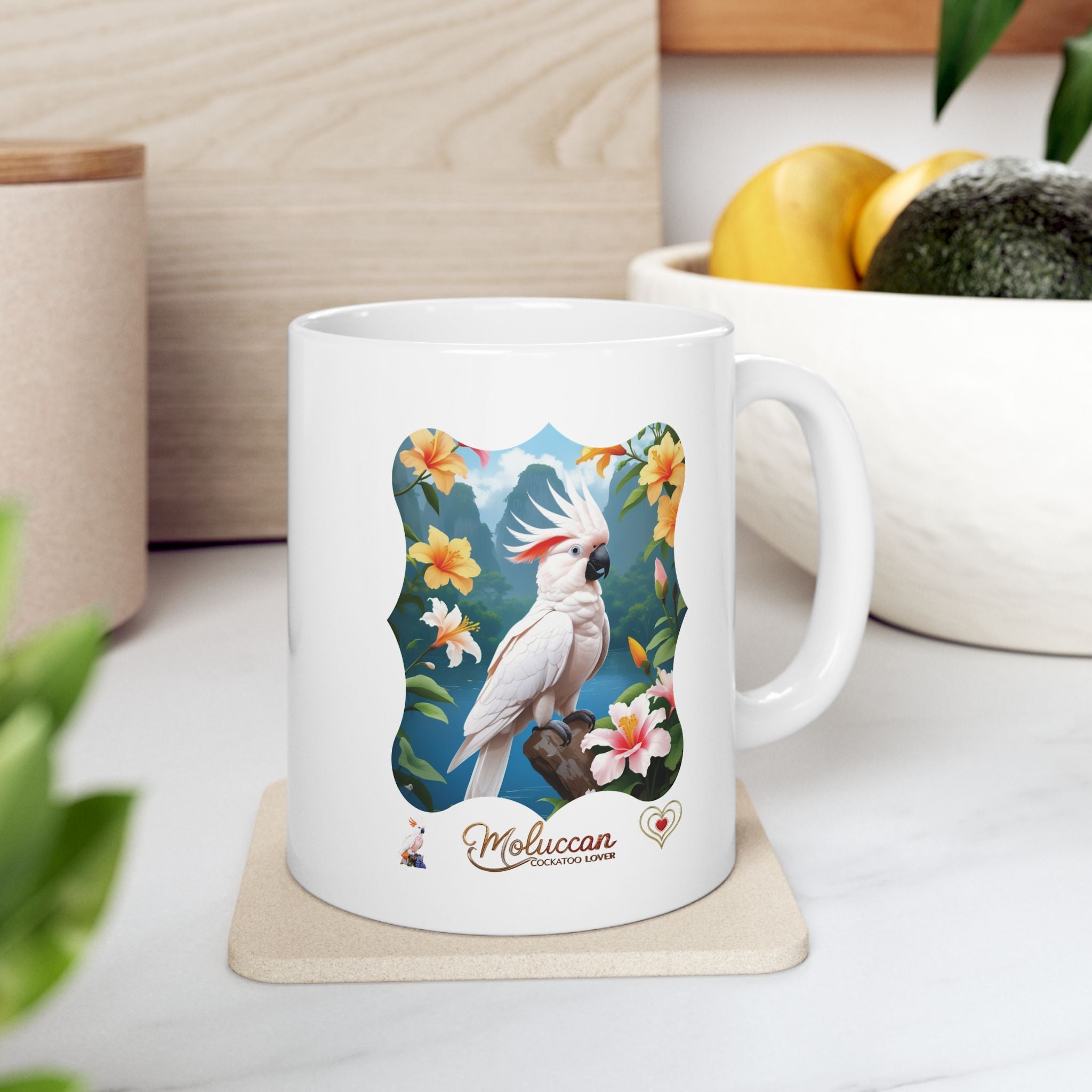 Moluccan Cockatoo Lover Floral Mug