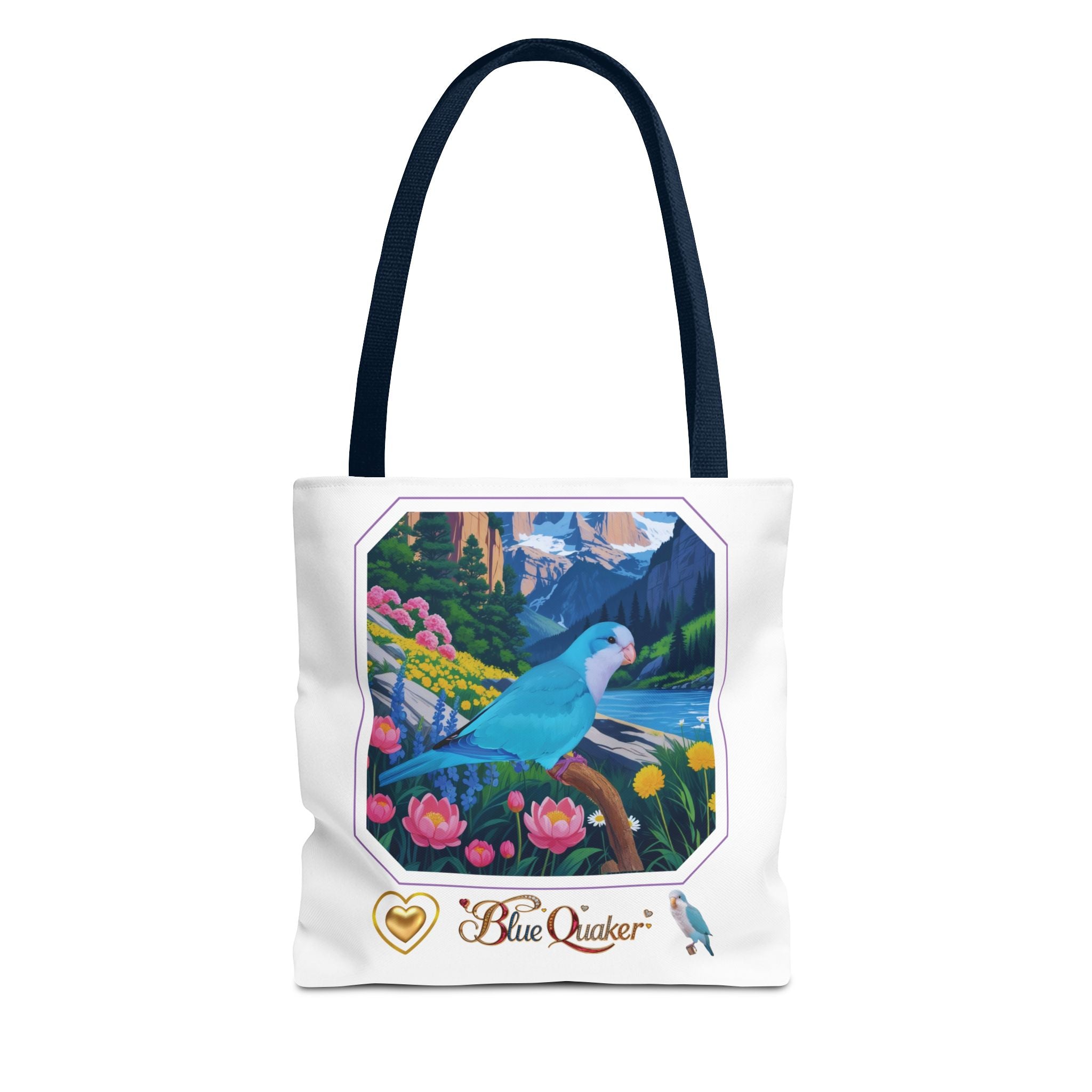 Floral Lake Blue Quaker Tote Bag