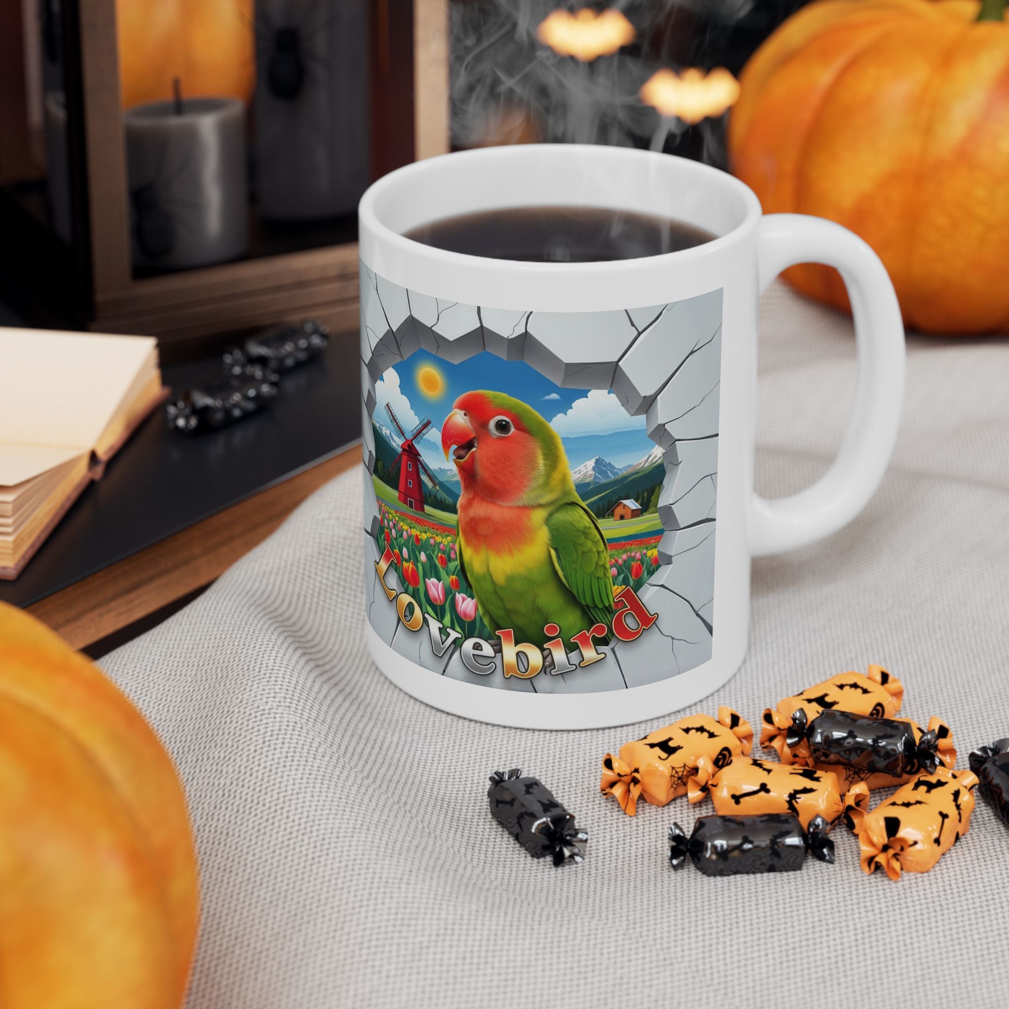 Lovebird Meadow Scenic Mug